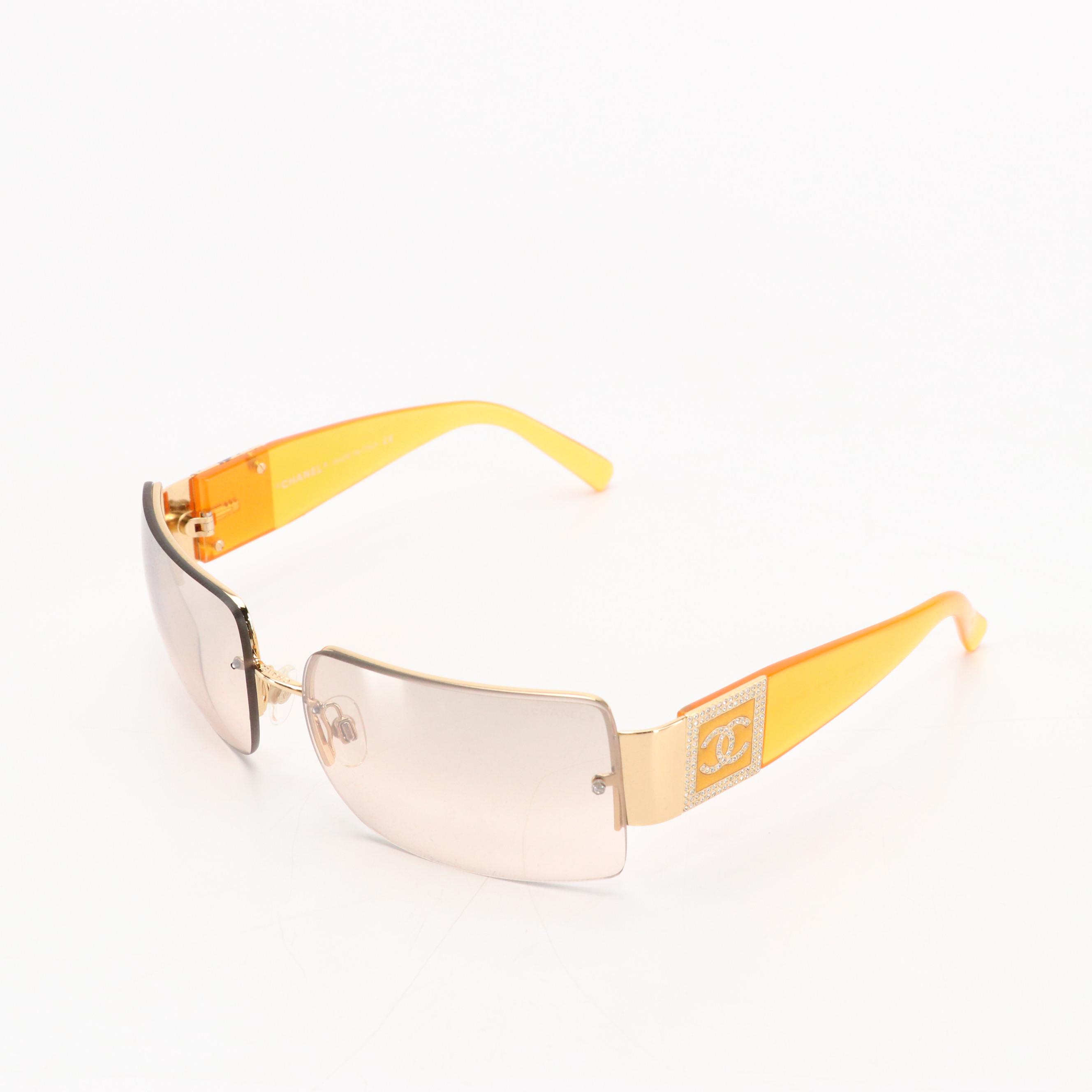 Chanel CC Crystal 4095B Half-Rim Sunglasses with Case and Box