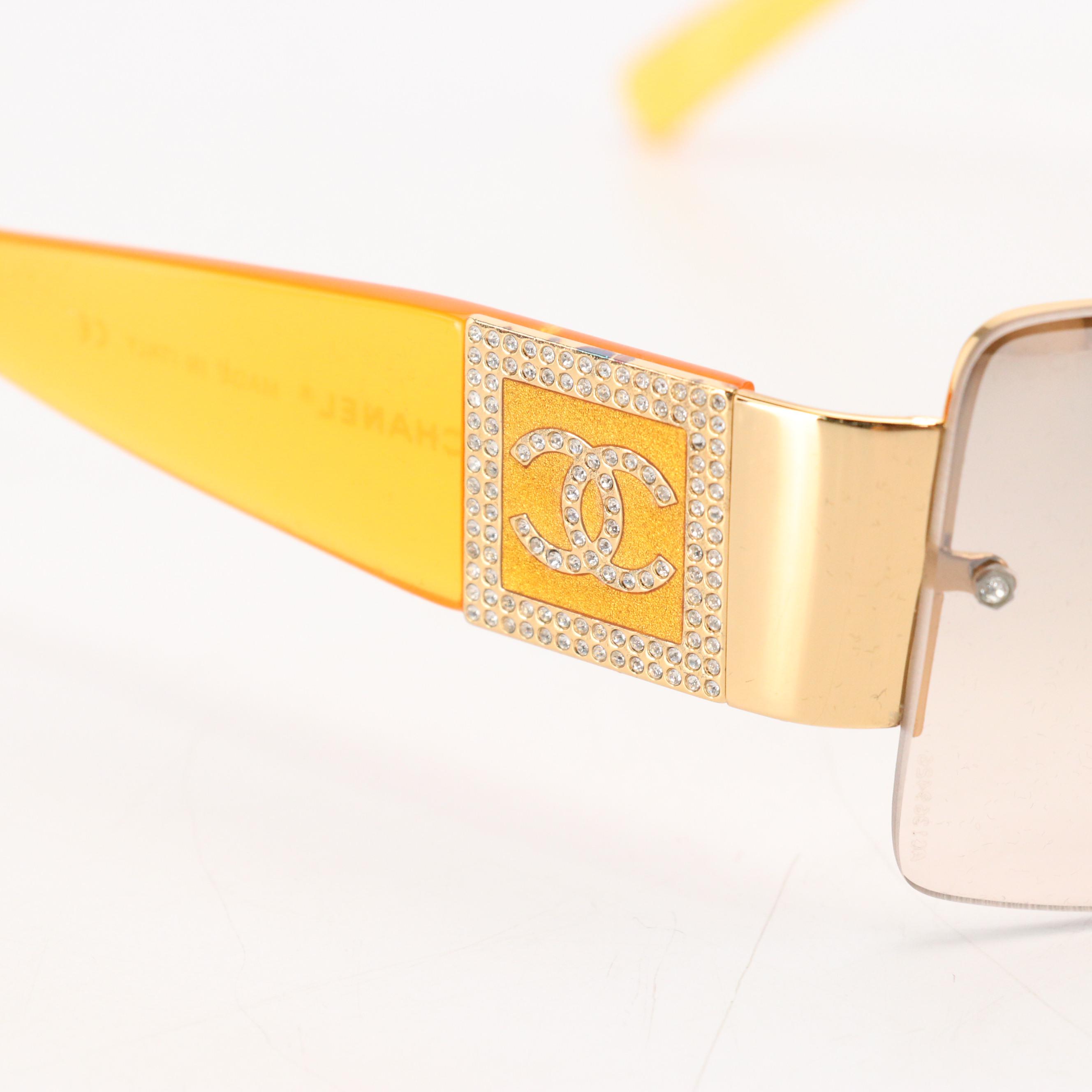 Chanel CC Crystal 4095B Half-Rim Sunglasses with Case and Box