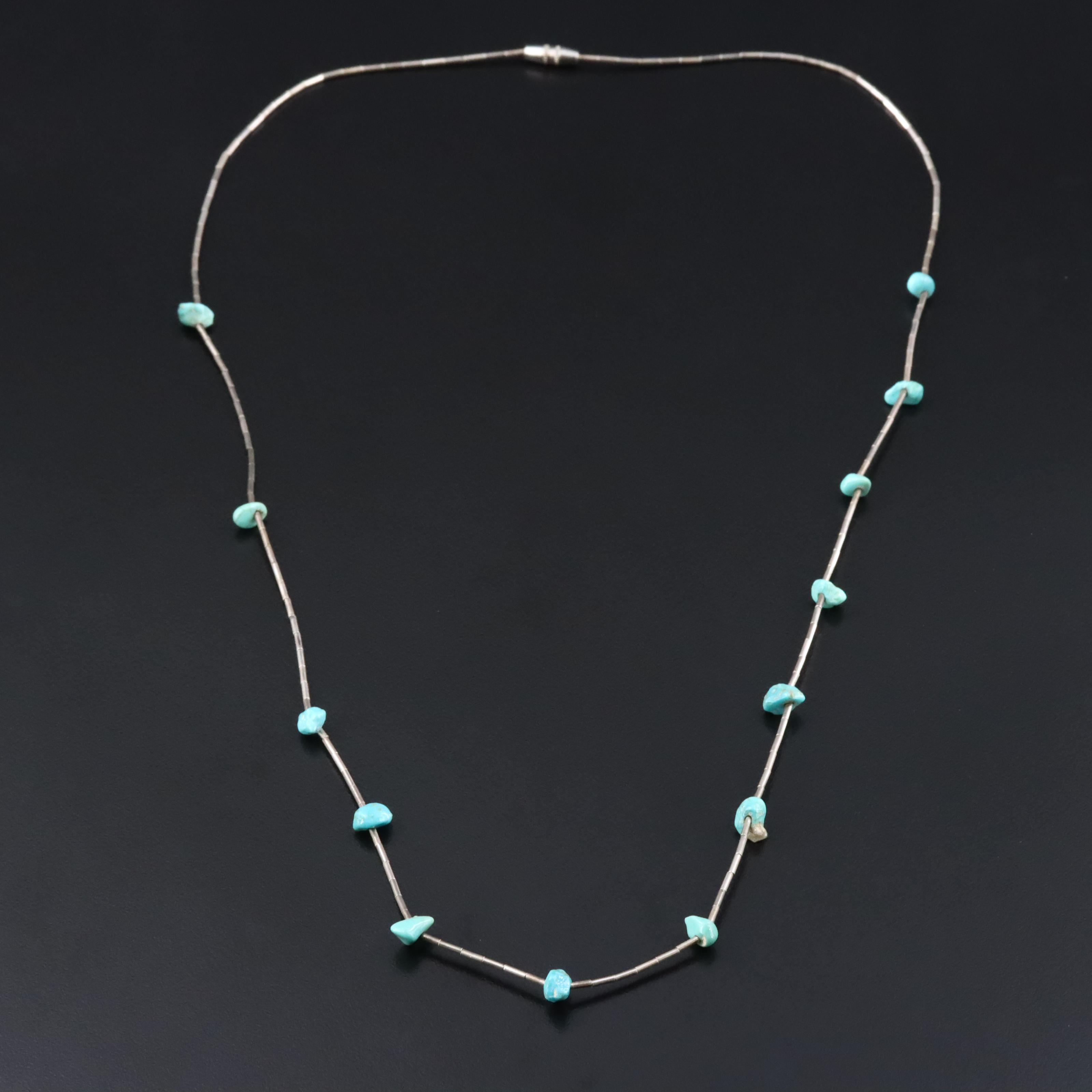 Sterling Turquoise Station Necklace