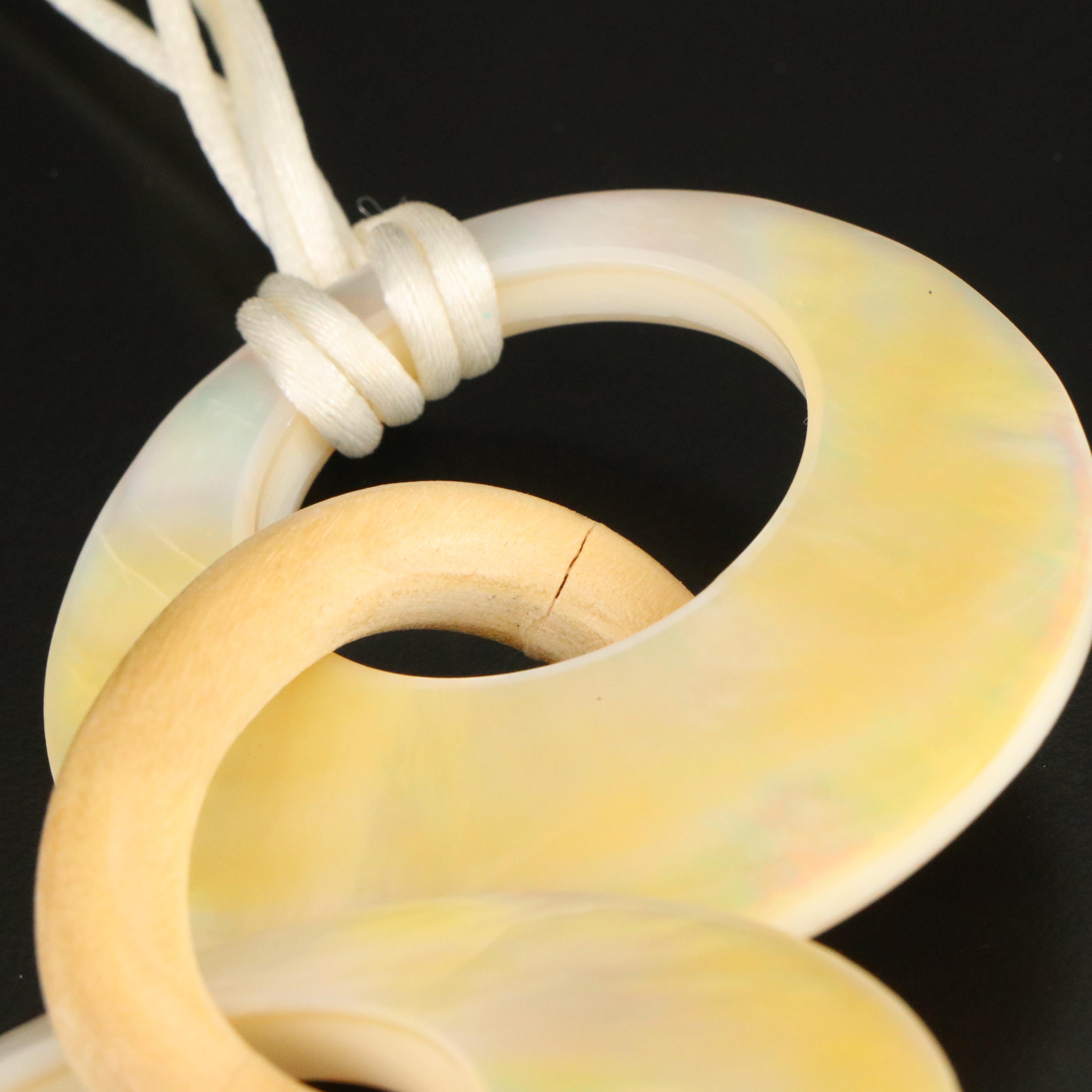 Mother of Pearl and Wood Link Necklace