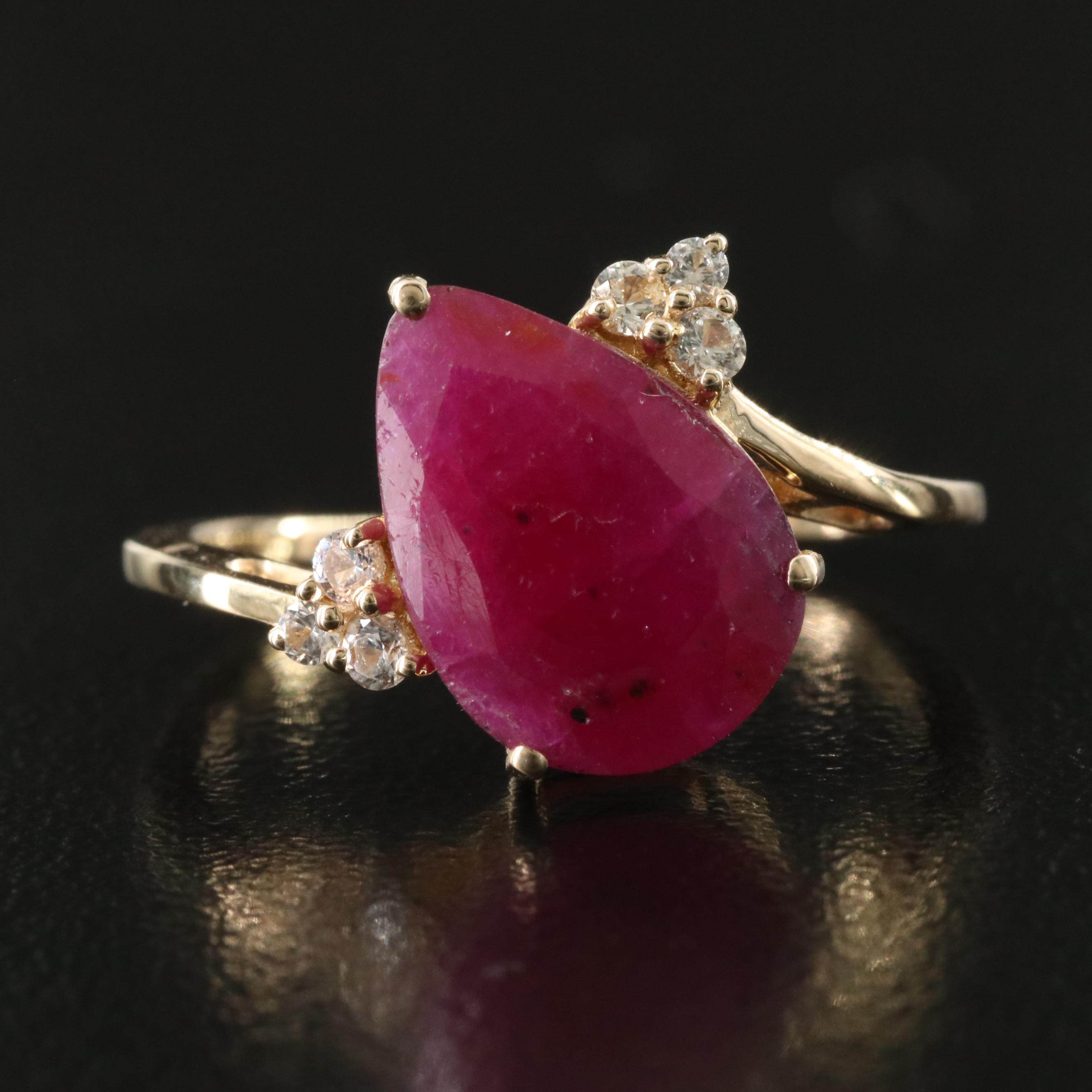 14K 1.94 CT Ruby and White Sapphire Ring