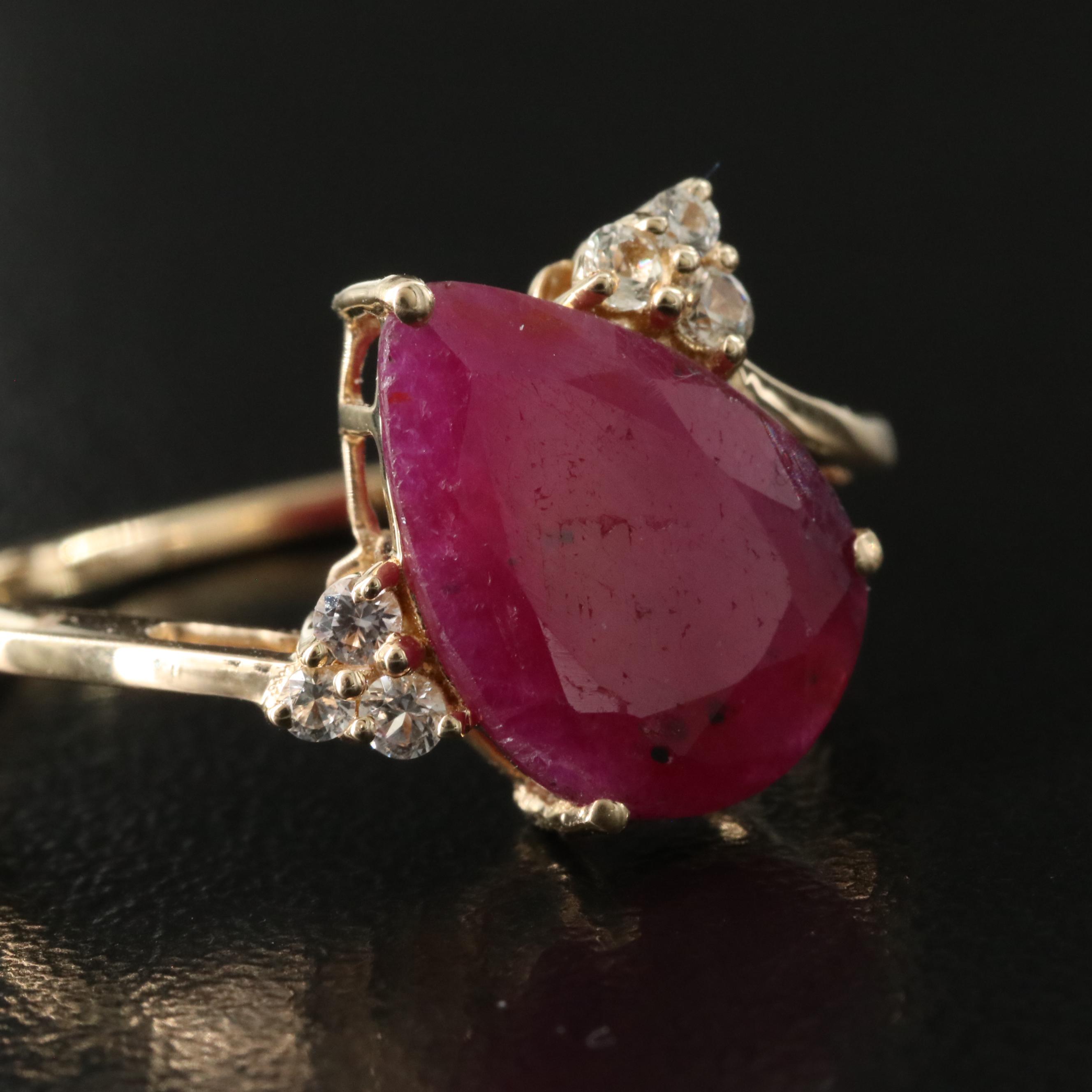 14K 1.94 CT Ruby and White Sapphire Ring