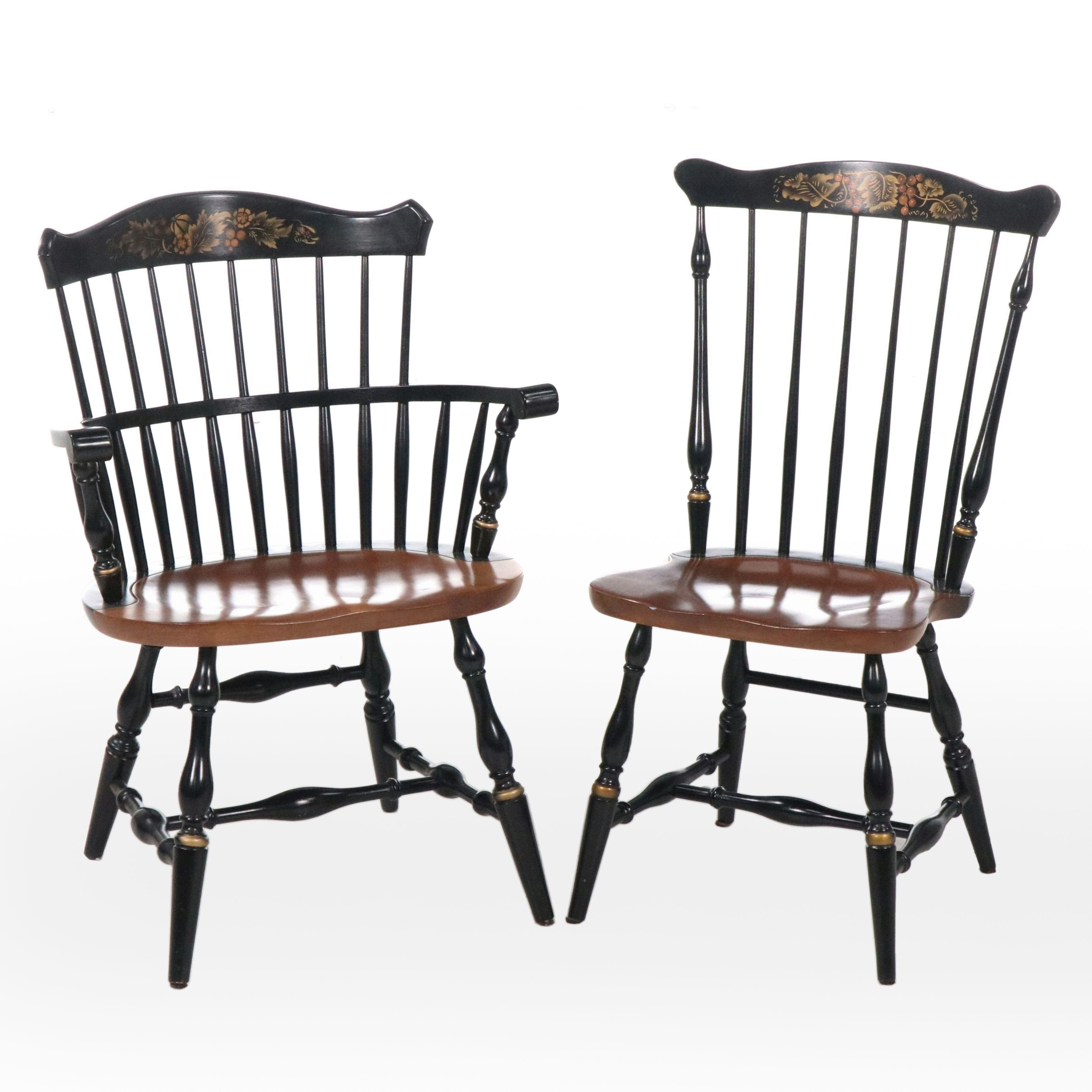 L. Hitchcock Stencil-Decorated and Parcel-Ebonized Windsor Chairs