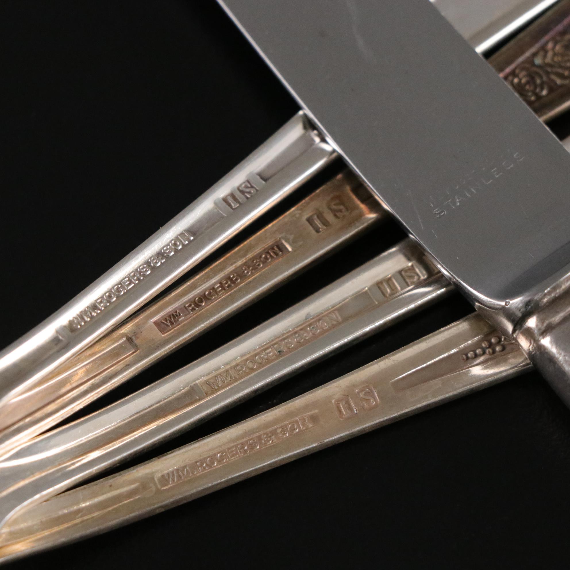 Wm. Rogers "Gardenia" Silver Plate Flatware Set & Case