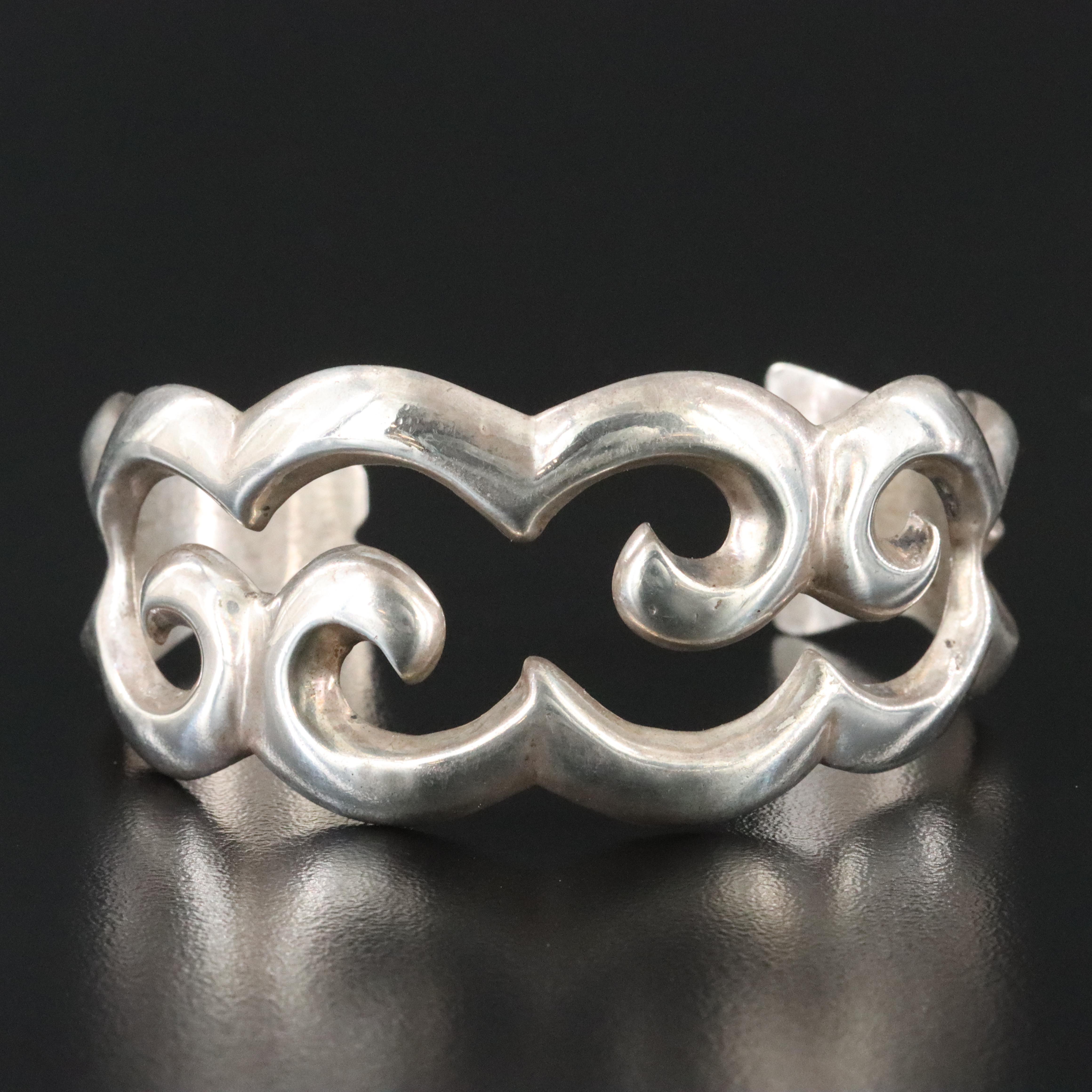 Francis L. Begay Navajo Diné Sterling Sand Cast Cuff Bracelet