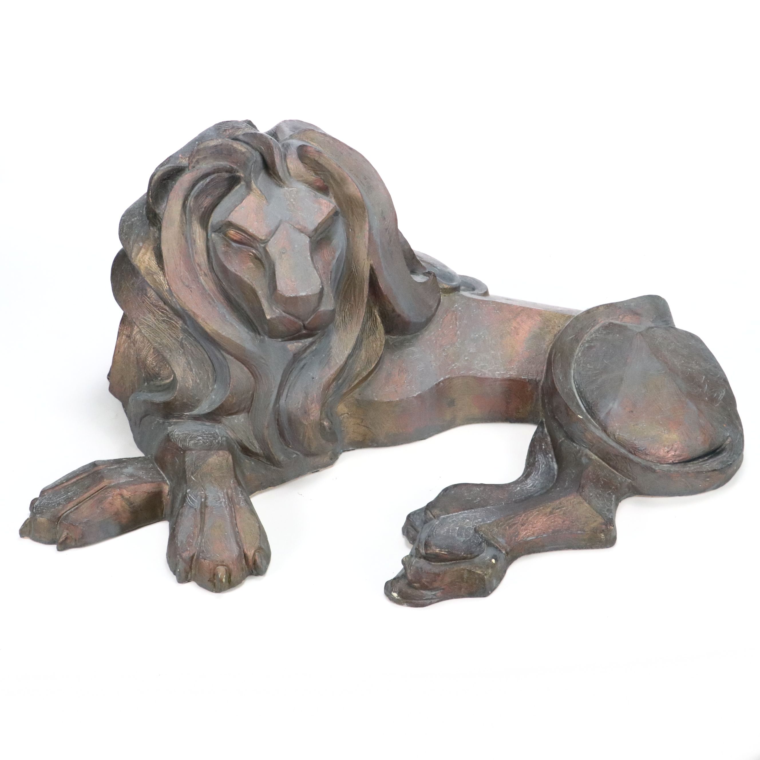 The Casey Collection Modernist Bronzed Finish Recumbent Lion, Late 20th Century