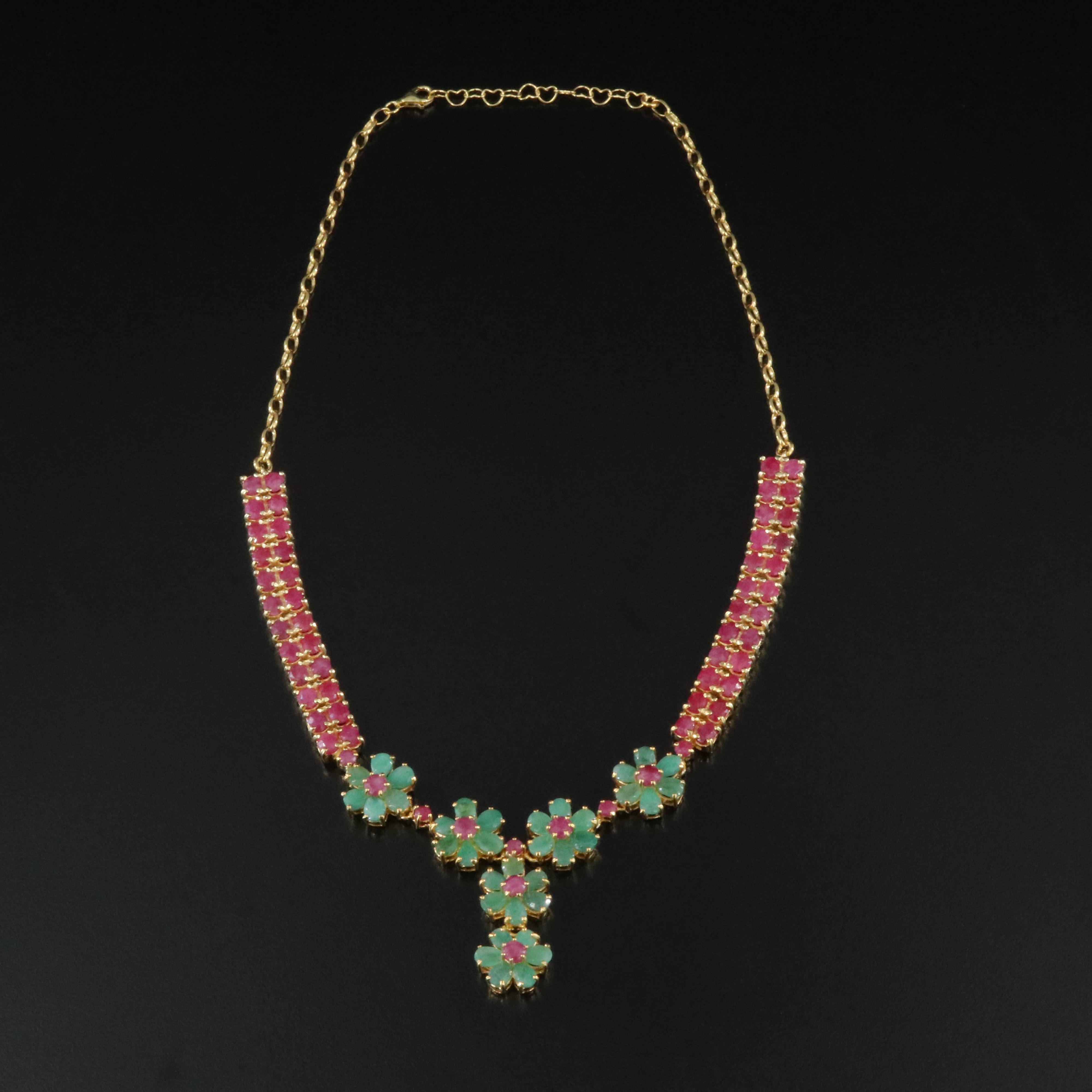 Sterling Emerald and Ruby Necklace