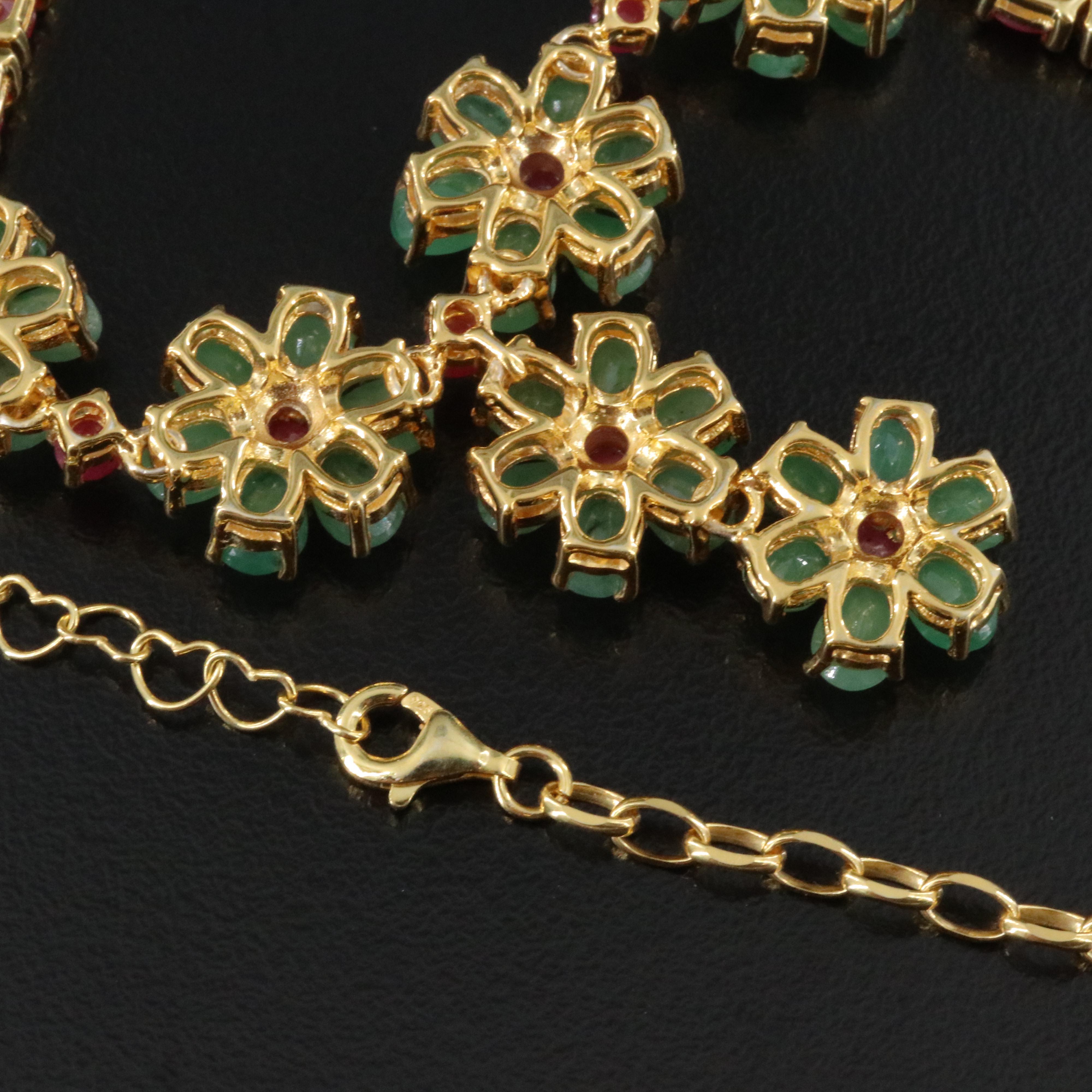 Sterling Emerald and Ruby Necklace