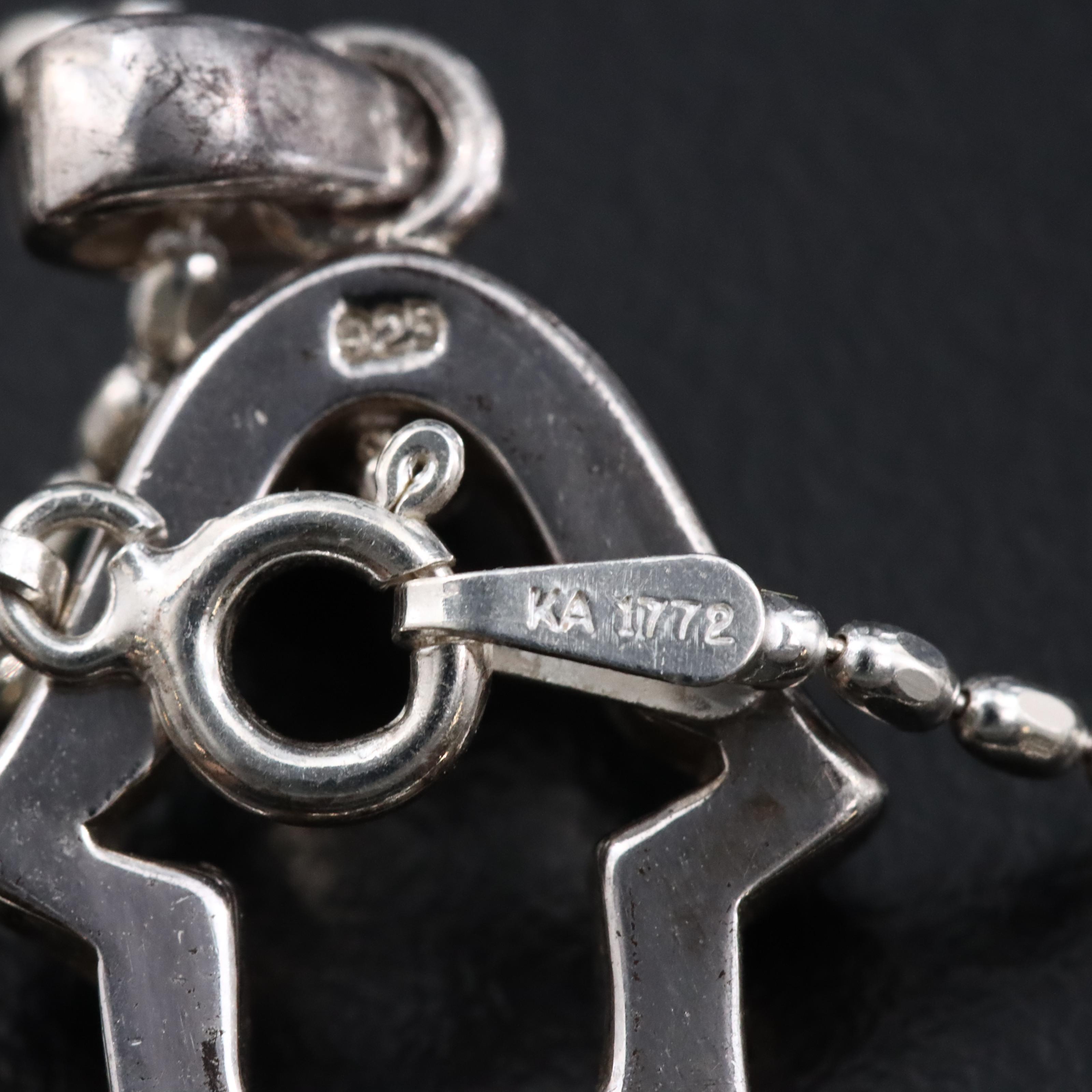 Sterling Lab Grown Opal Inlay Hamsa Pendant Necklace