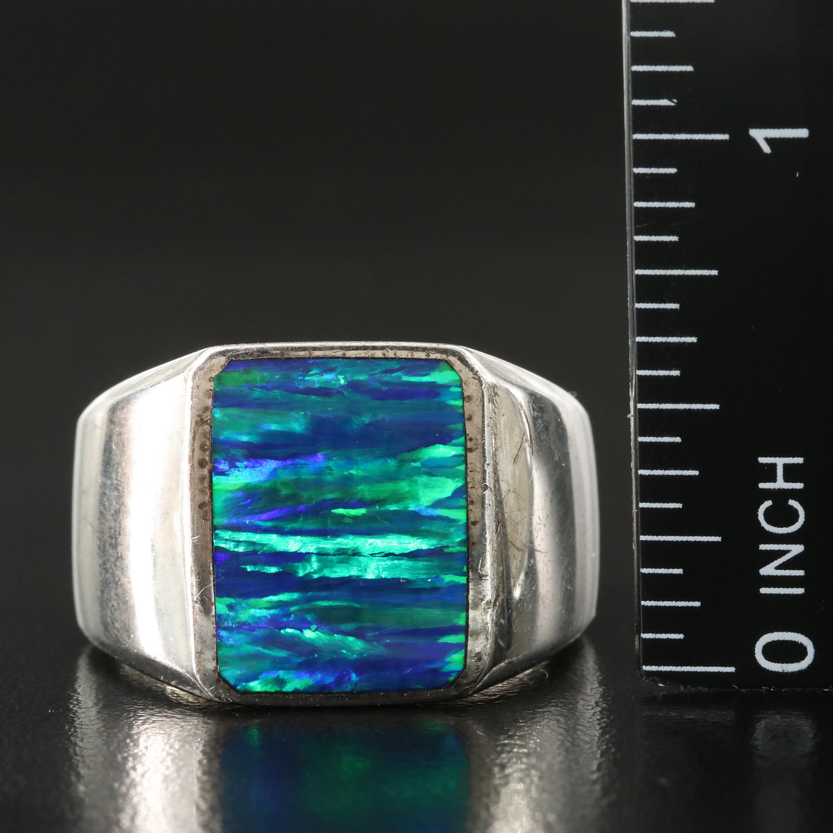 Sterling Opal Signet Ring