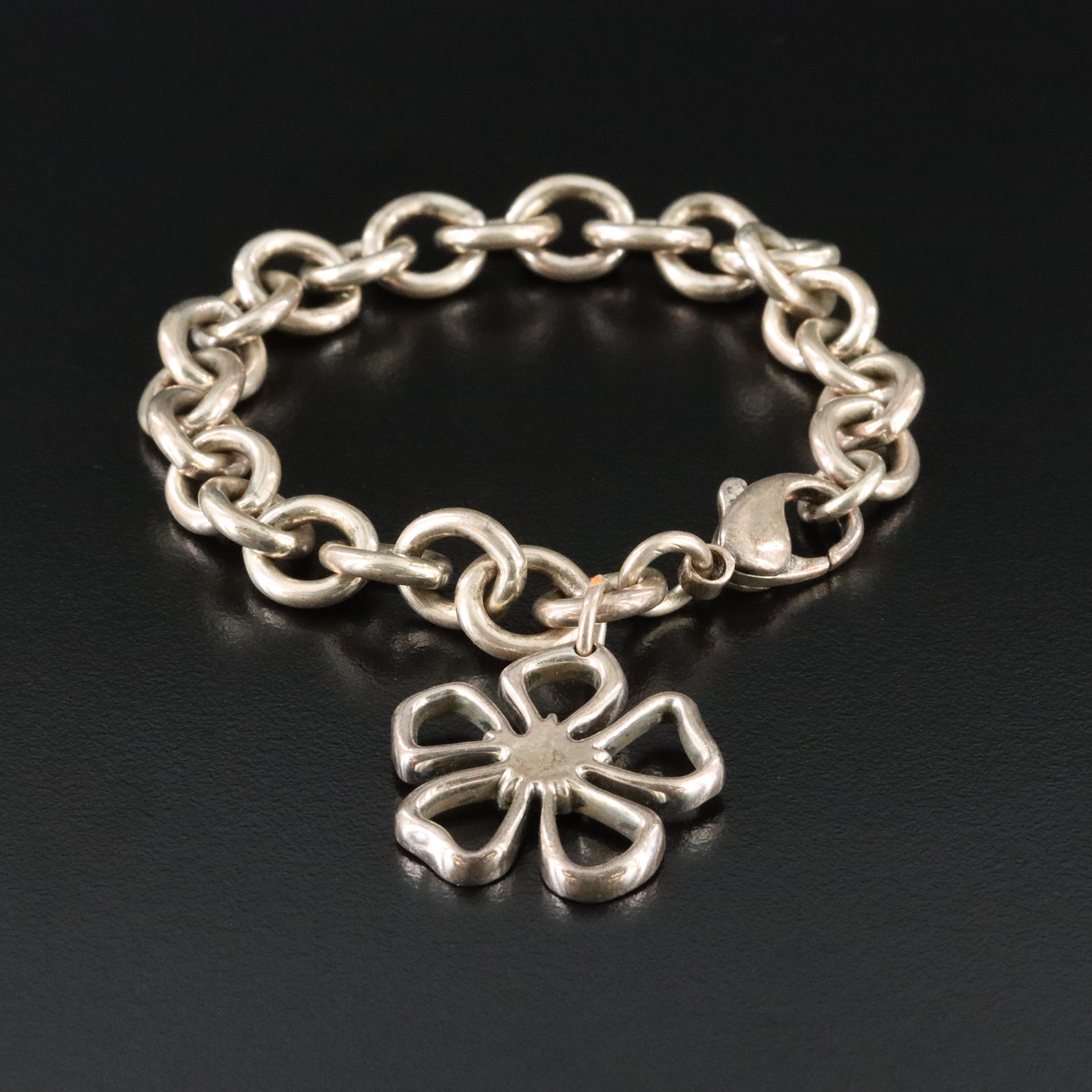 Tiffany & Co. Sterling Stencil Daisy Charm Bracelet