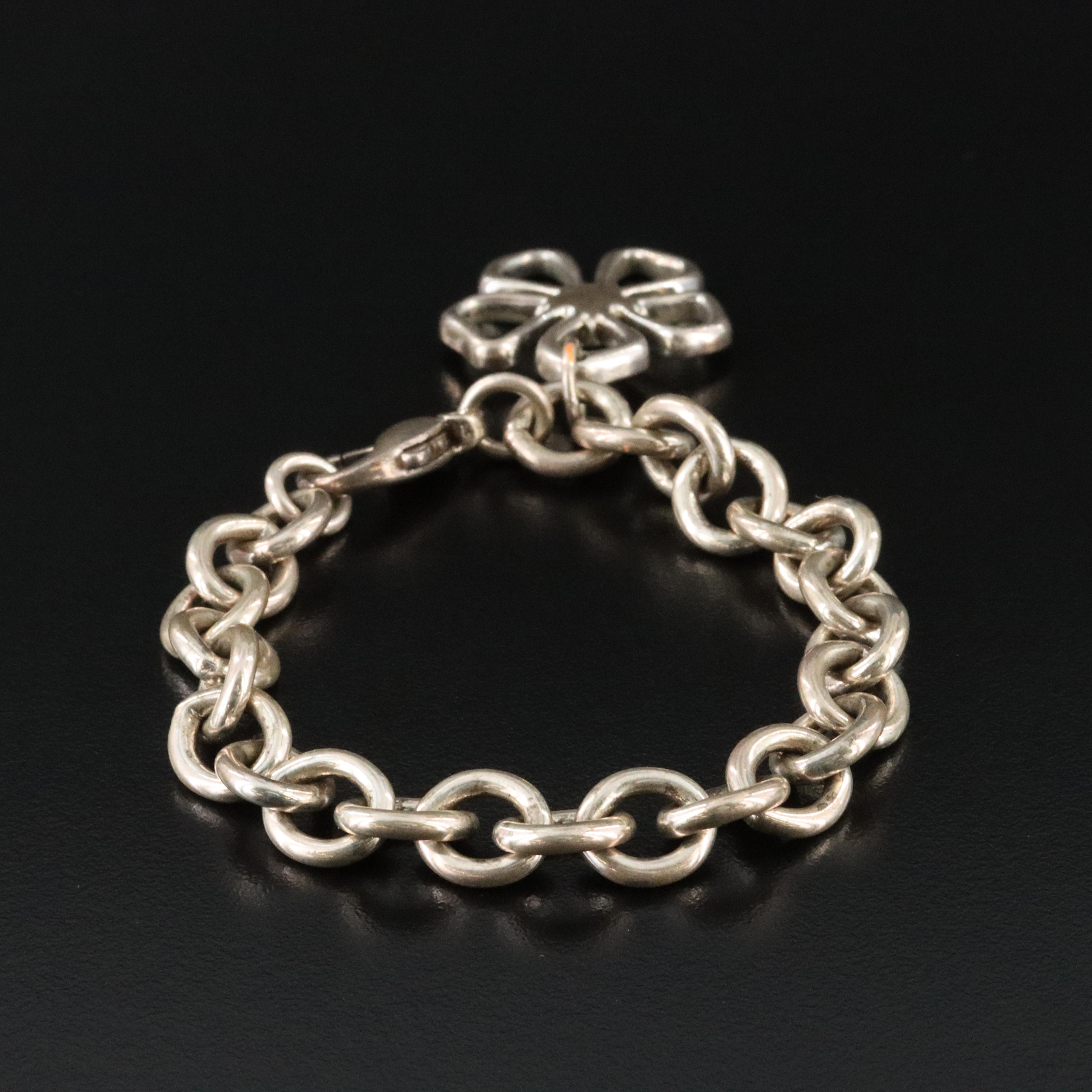 Tiffany & Co. Sterling Stencil Daisy Charm Bracelet