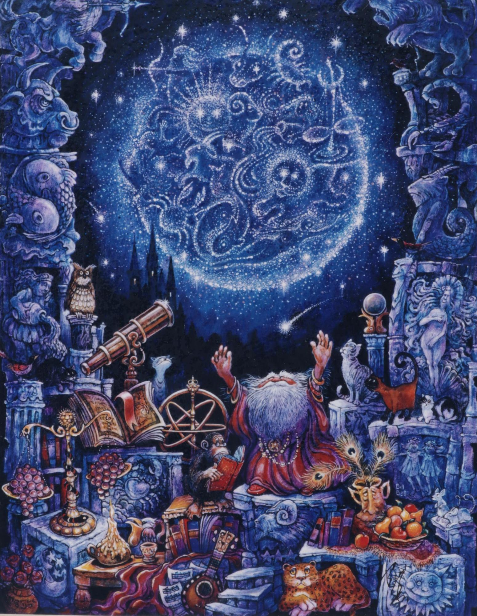 Bill Bell Whimsical Giclée Print "The Astrologer"