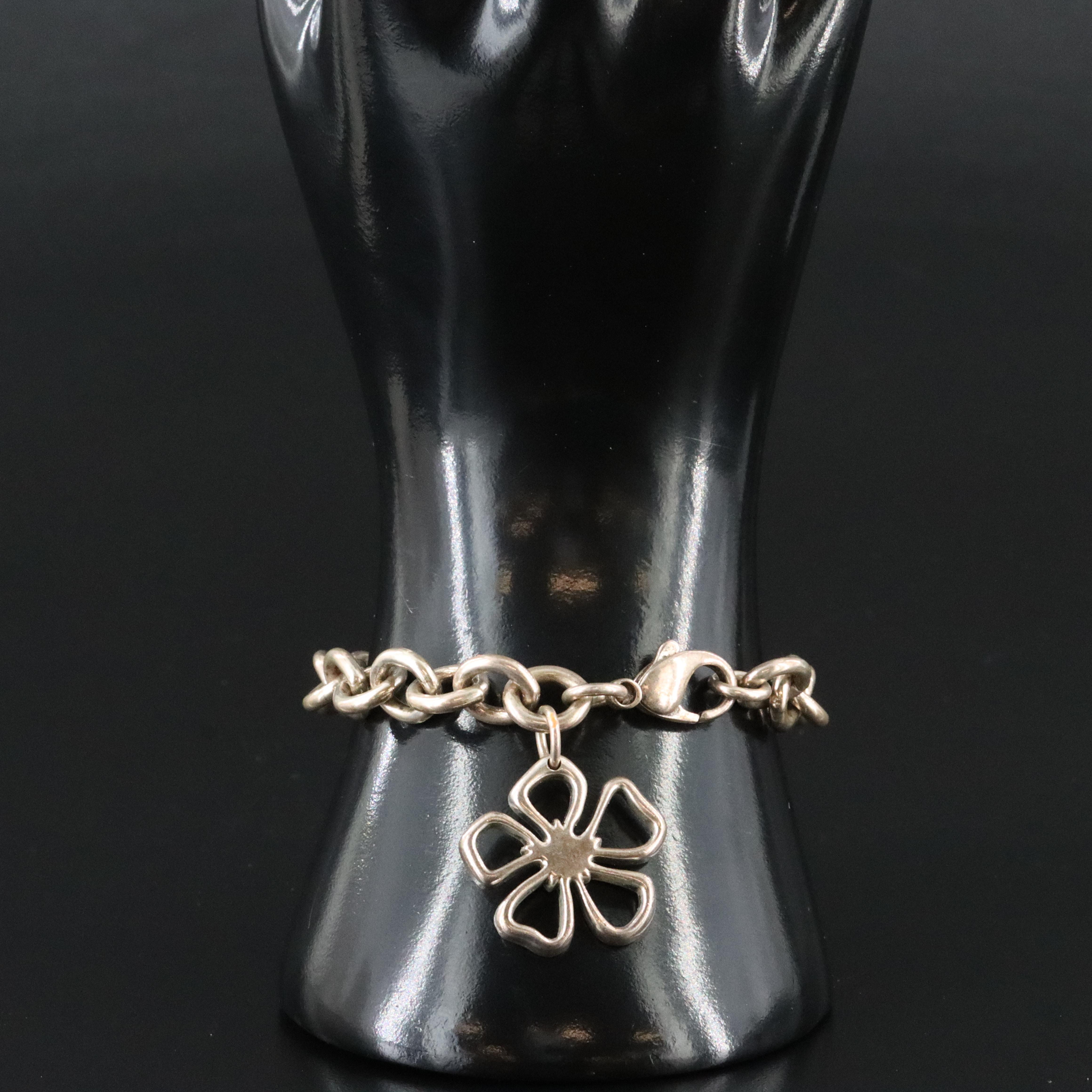 Tiffany & Co. Sterling Stencil Daisy Charm Bracelet