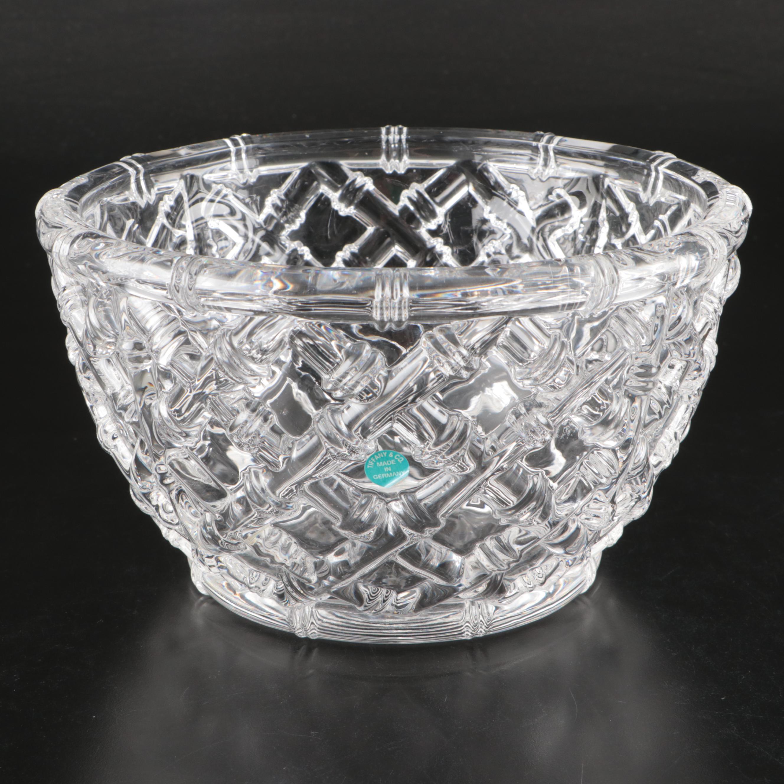 Tiffany & Co. "Floral Vine" Crystal Rose Bowl and "Bamboo" Round Bowl