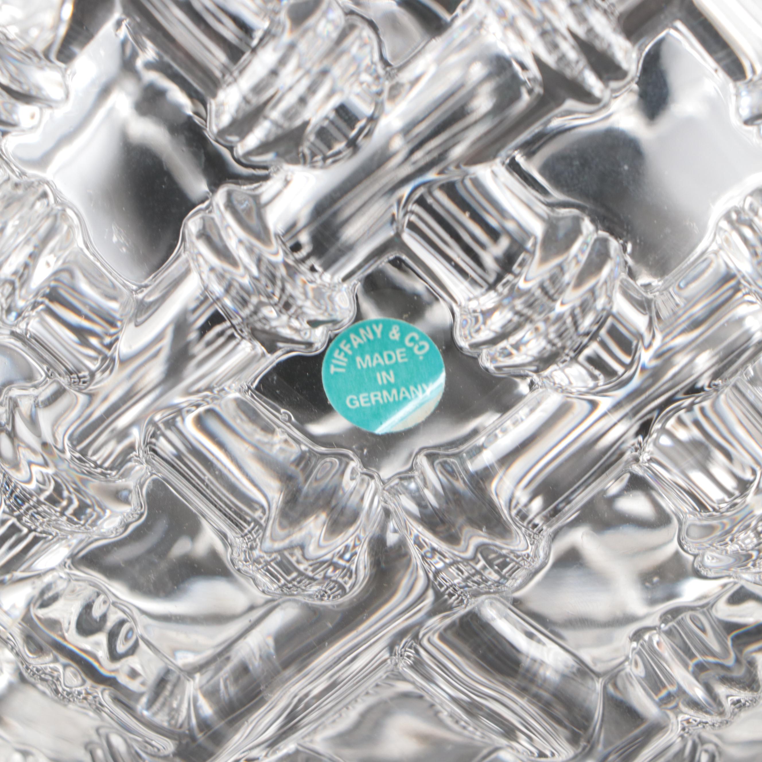 Tiffany & Co. "Floral Vine" Crystal Rose Bowl and "Bamboo" Round Bowl