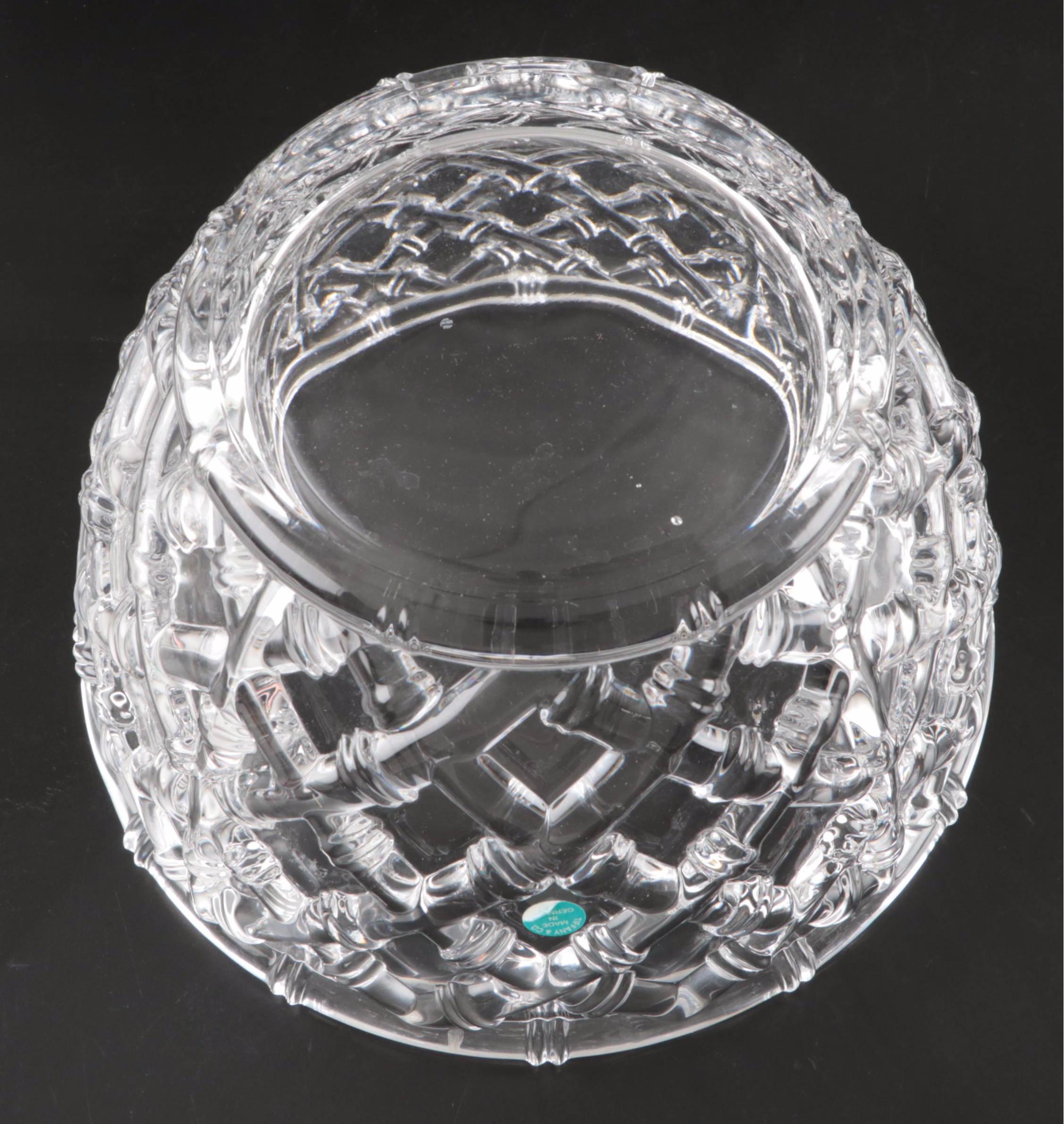 Tiffany & Co. "Floral Vine" Crystal Rose Bowl and "Bamboo" Round Bowl