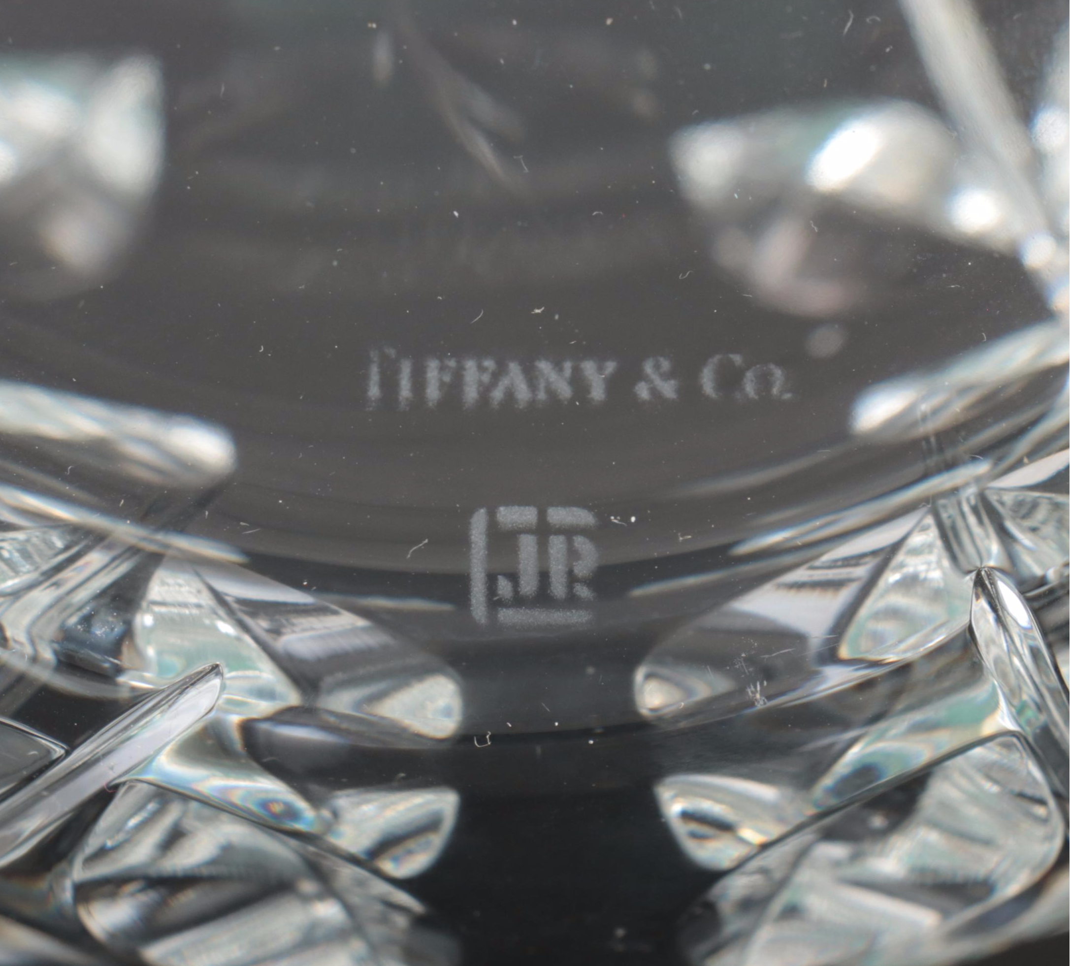 Tiffany & Co. "Floral Vine" Crystal Rose Bowl and "Bamboo" Round Bowl