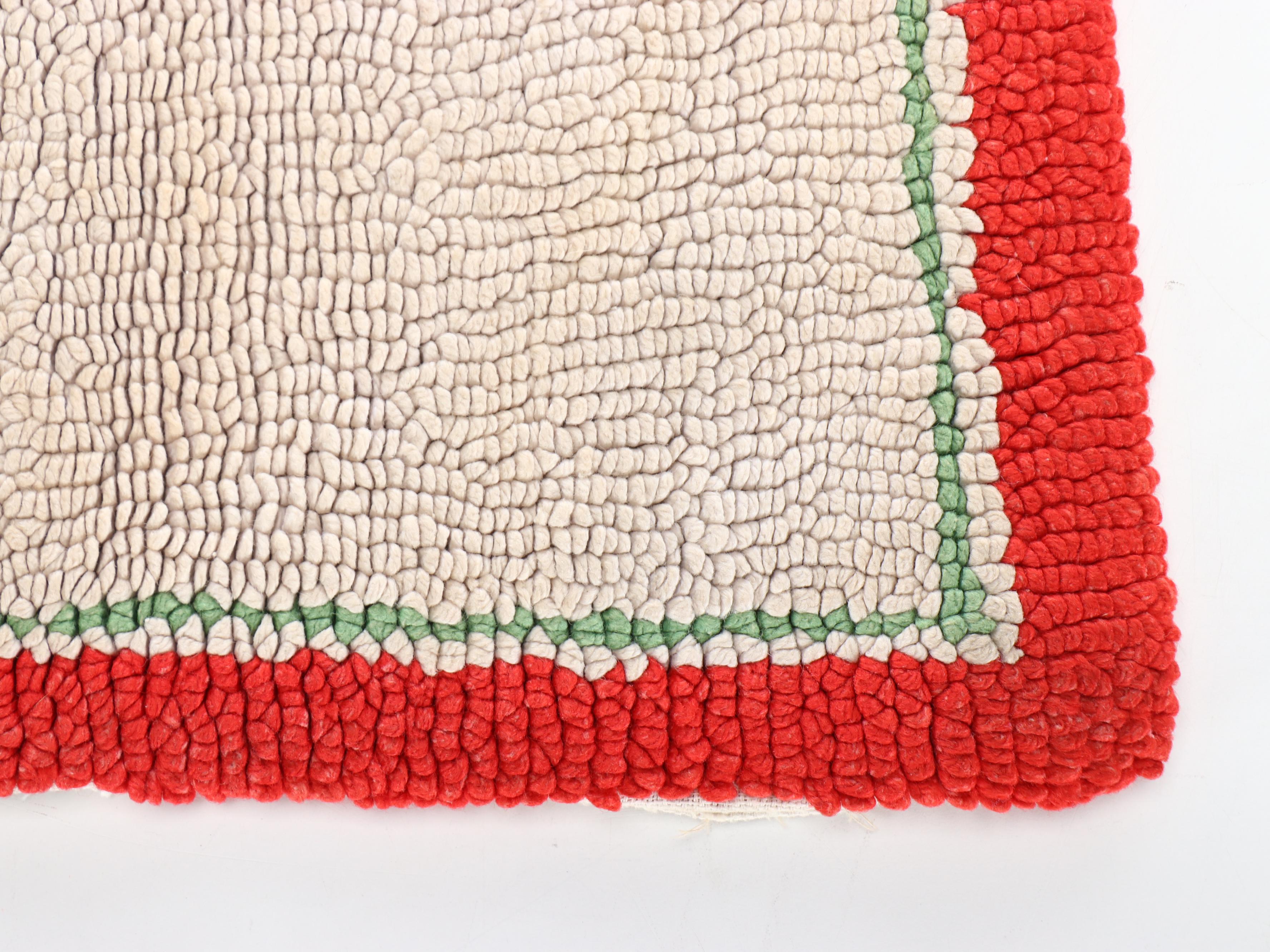 1'10 x 3' Handmade Pennsylvania Dutch Folk Art Style Hooked Accent Rug