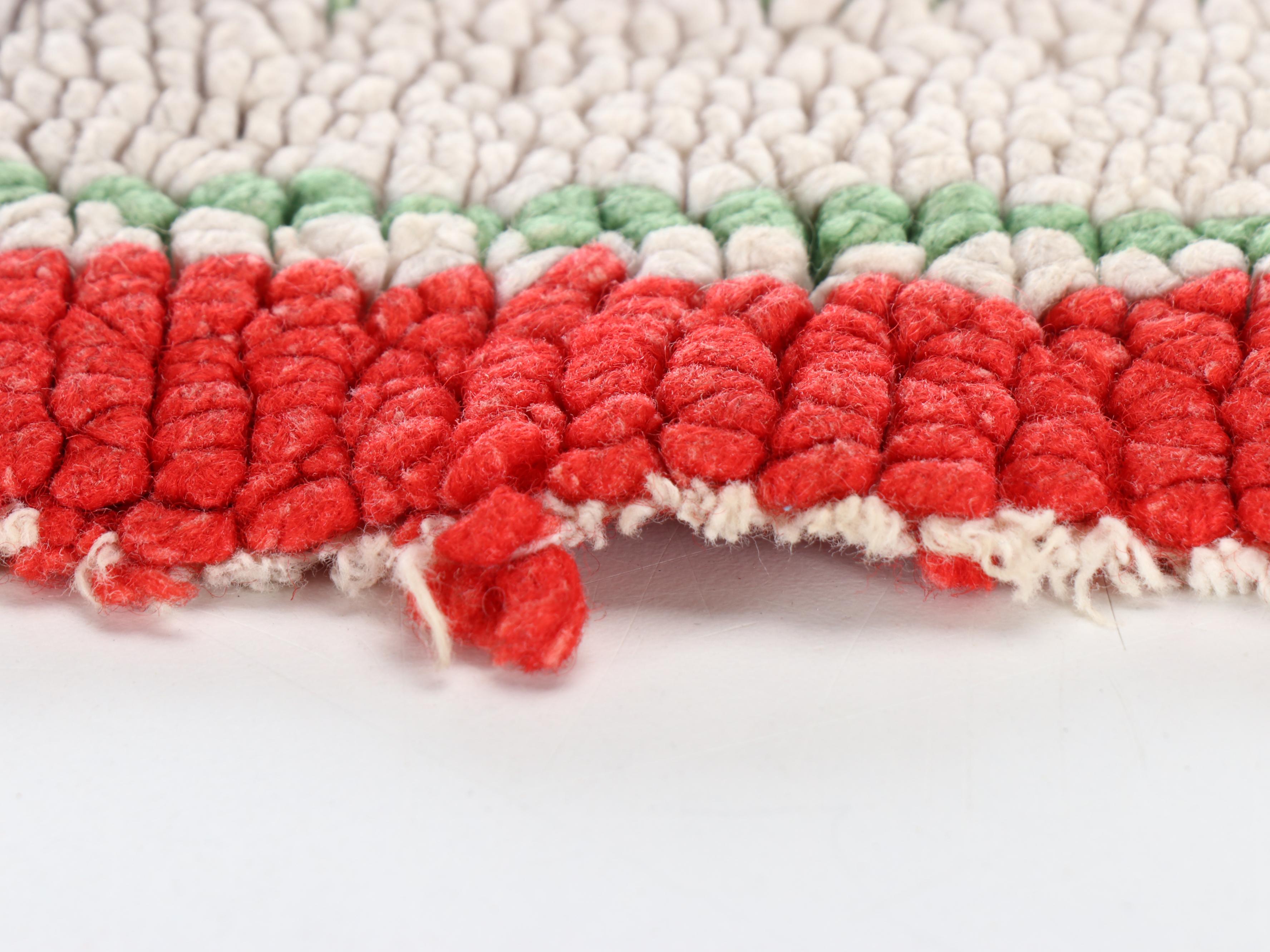 1'10 x 3' Handmade Pennsylvania Dutch Folk Art Style Hooked Accent Rug