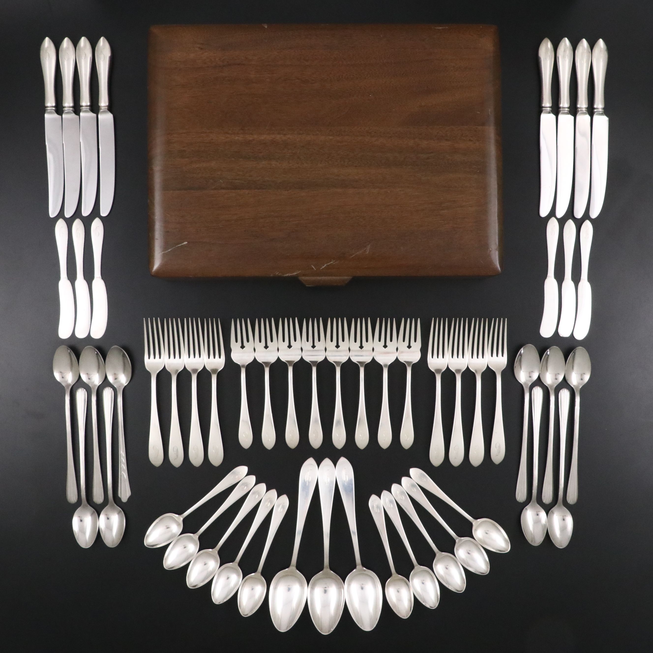 Dominick & Haff "Pointed Antique" Sterling Silver Flatware with Storage Chest