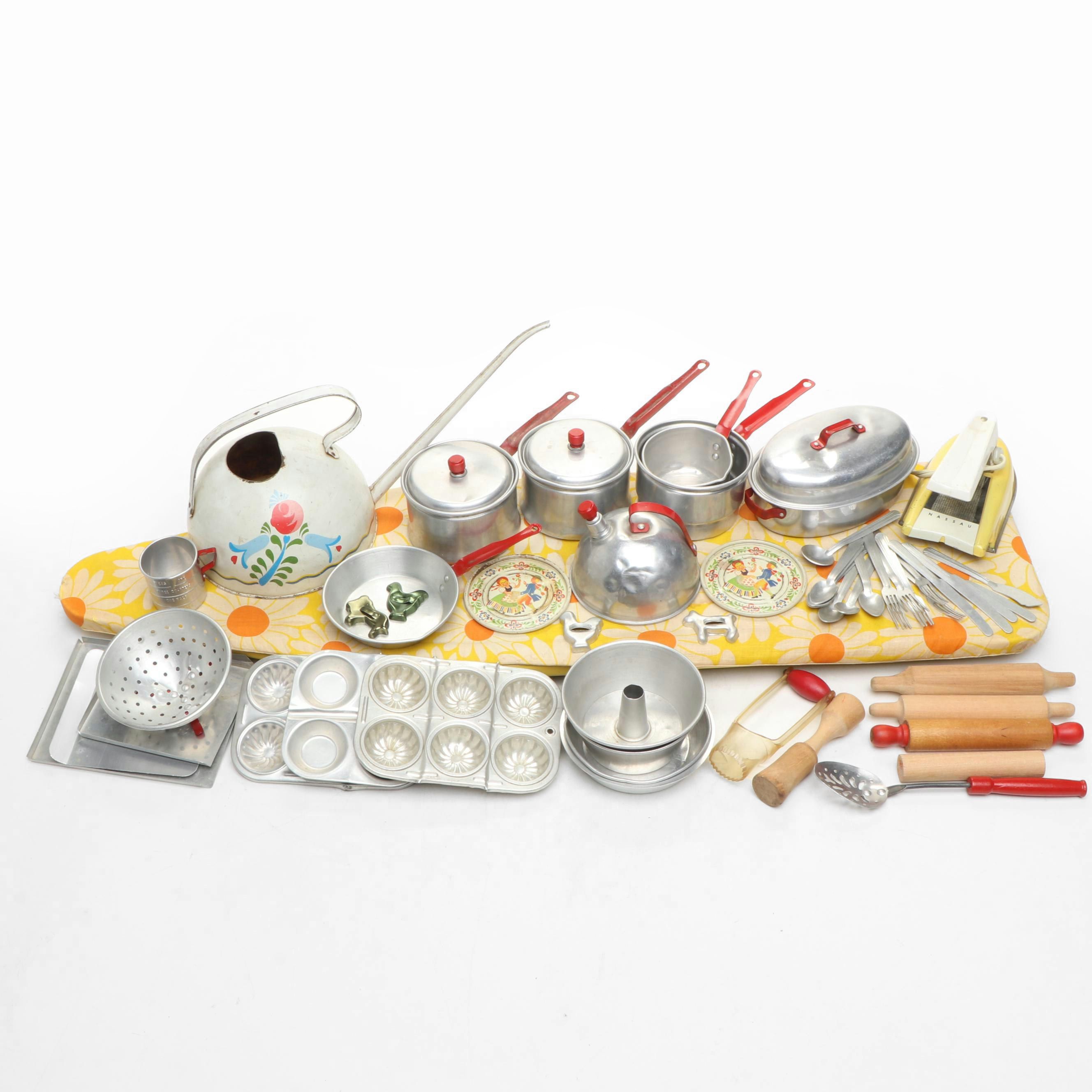 Children's Ironing Board and Metal Kitchen Toys