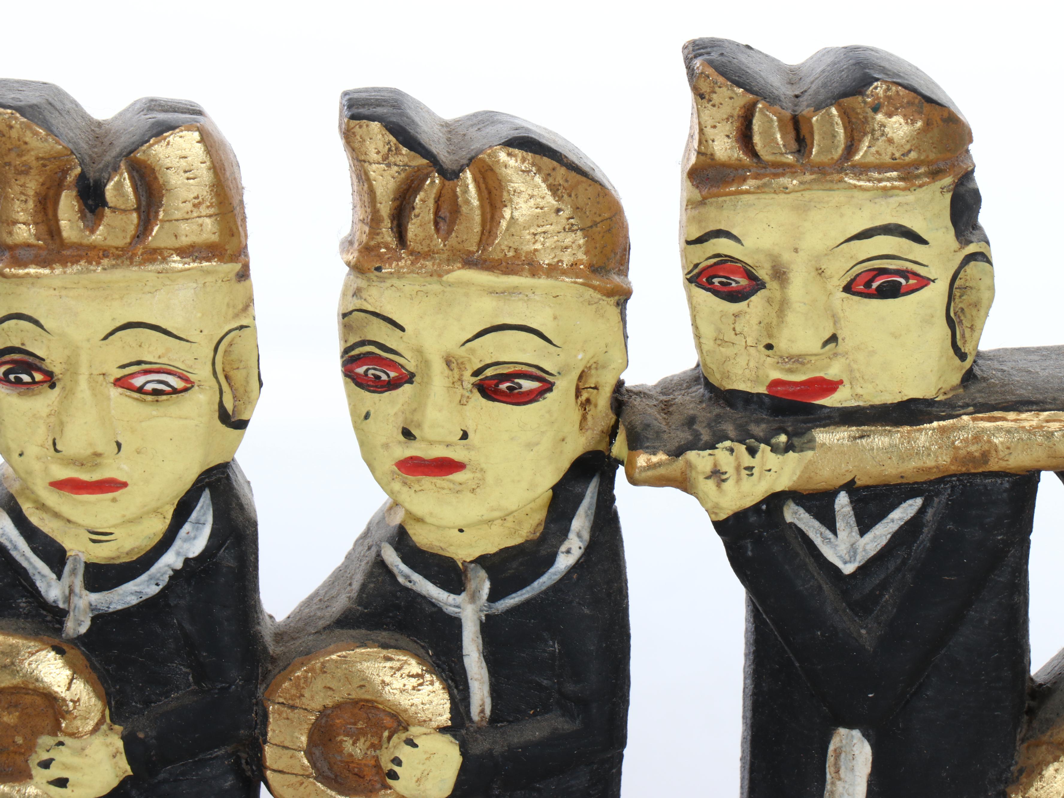 Balinese Processional Polychrome Carved Wood Wall Plaque