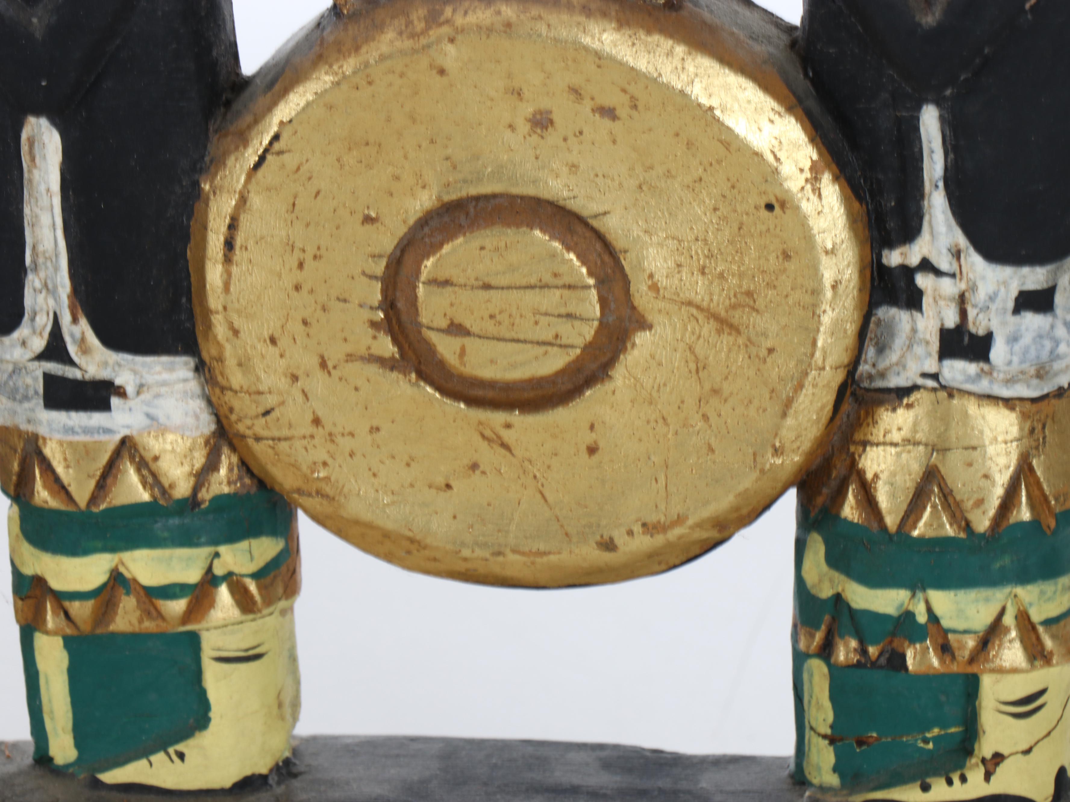 Balinese Processional Polychrome Carved Wood Wall Plaque