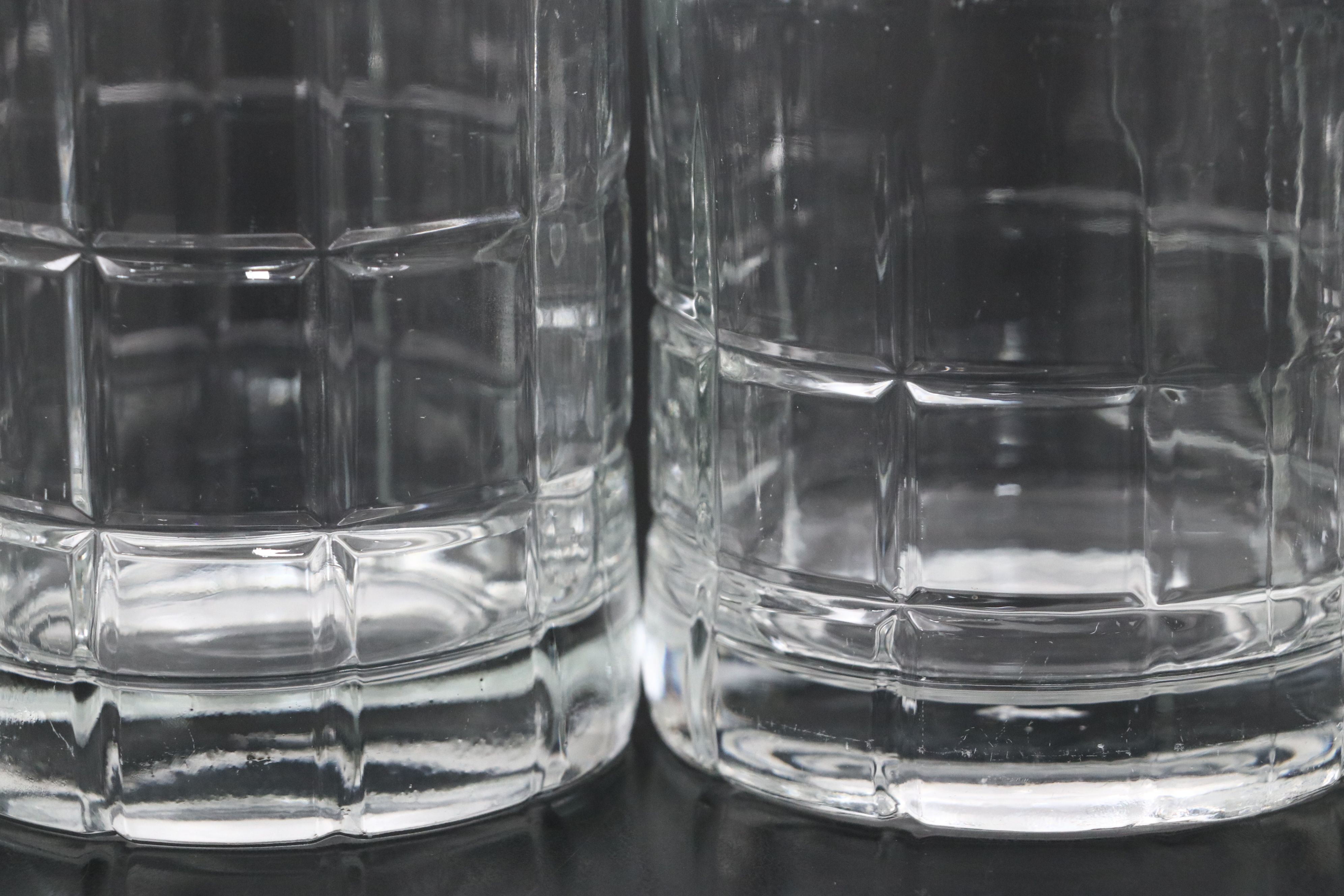 Anchor Hocking "Tartan Clear" Pitcher, Tumblers, and Old Fashioned Glasses