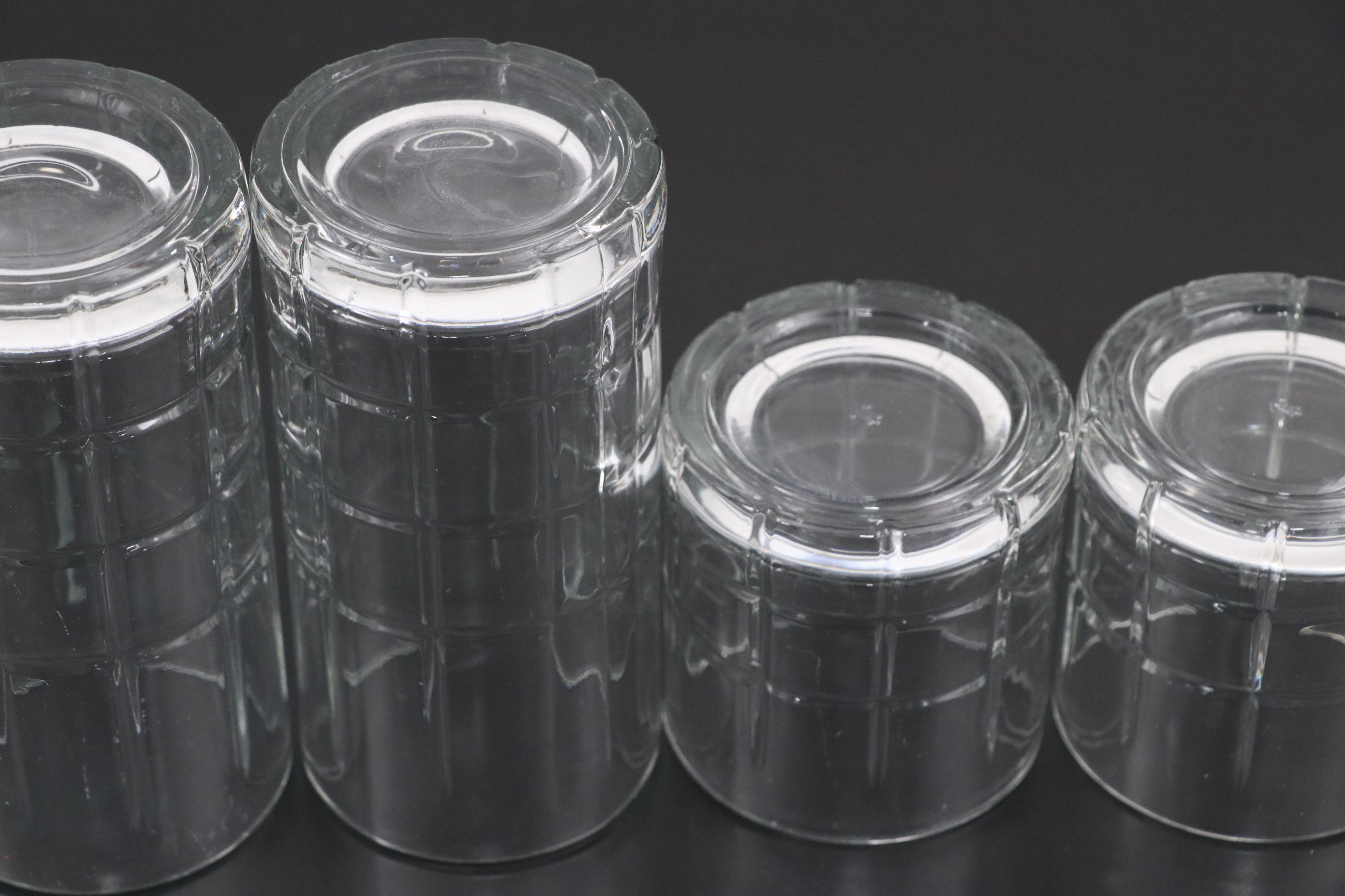 Anchor Hocking "Tartan Clear" Pitcher, Tumblers, and Old Fashioned Glasses