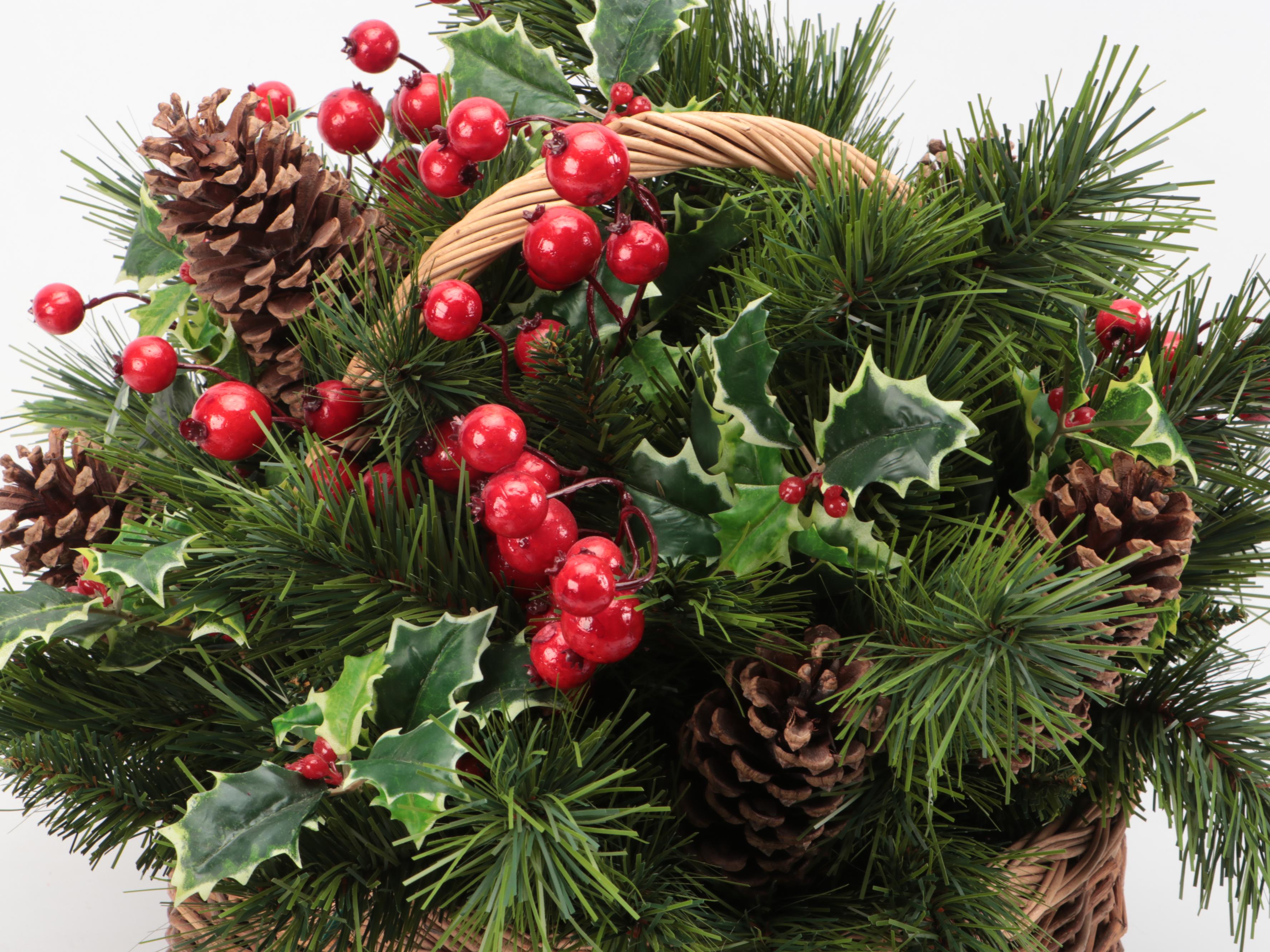 Pottery Barn Metal Lanterns with Peir 1 Jule Tree Skirt with Other Basket