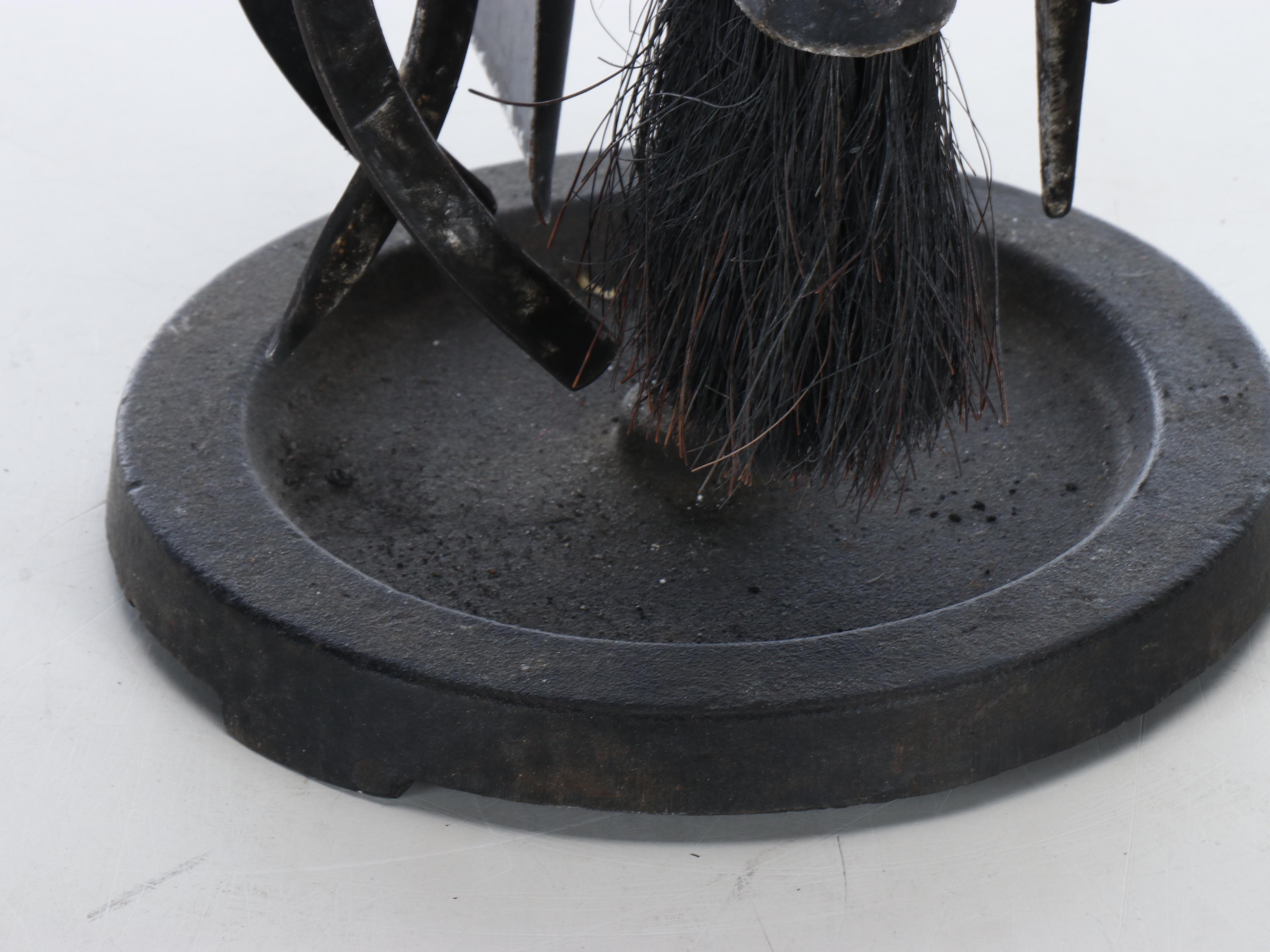 Pilgrim Cast Iron and Brass Handled Fireplace Tool Set