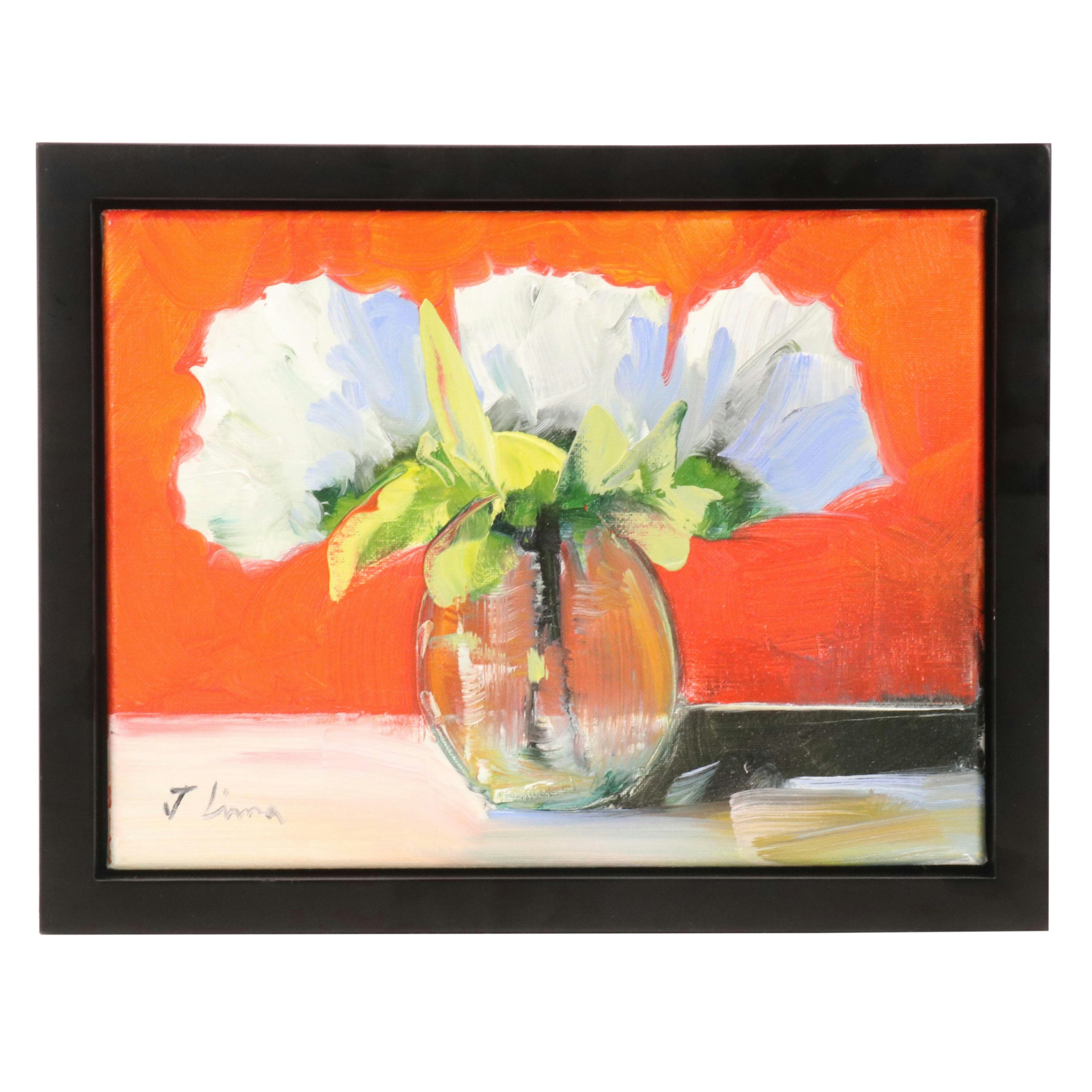 José M. Lima Floral Still Life Oil Painting, 2024