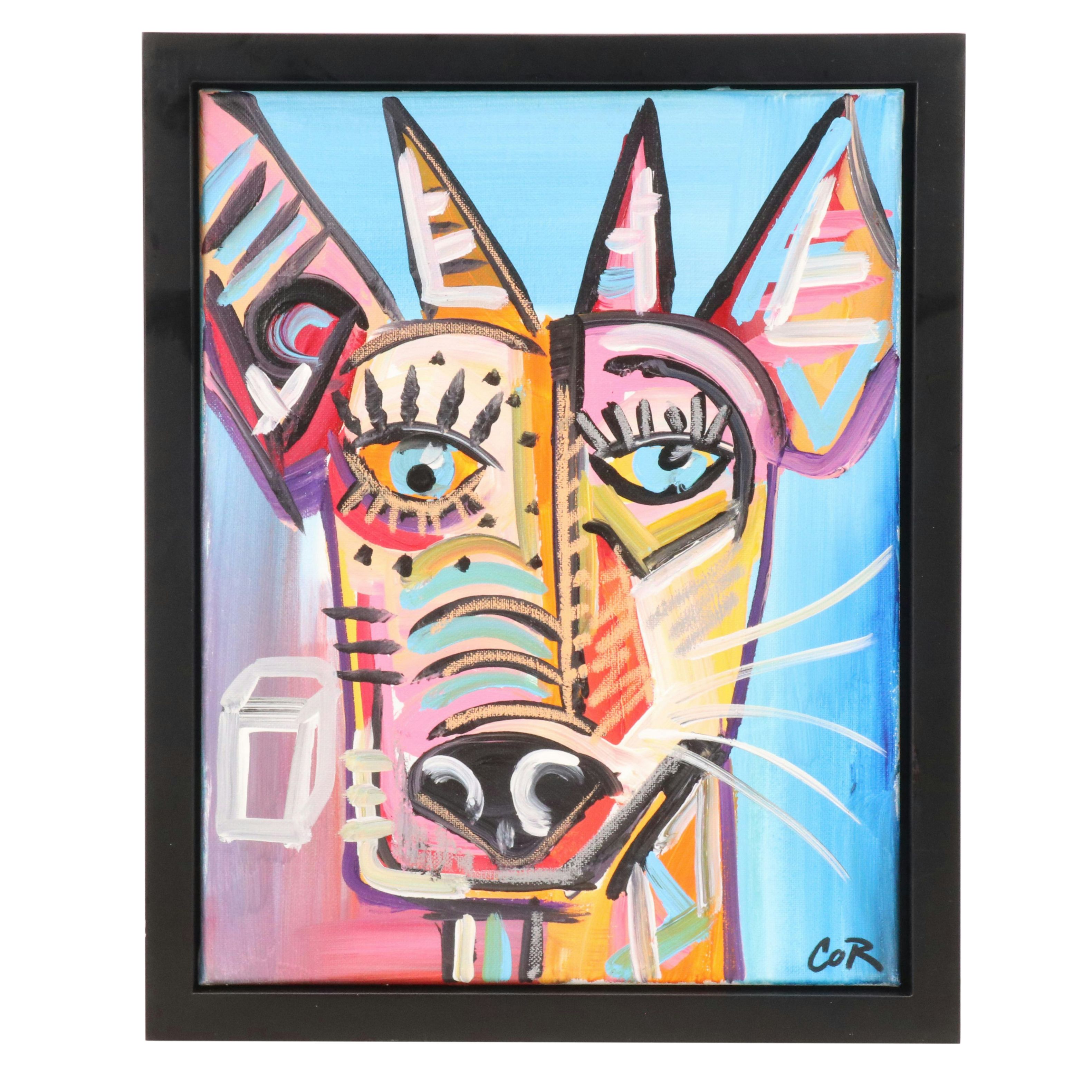 Cor Stylized Acrylic Painting of Dog, 2025