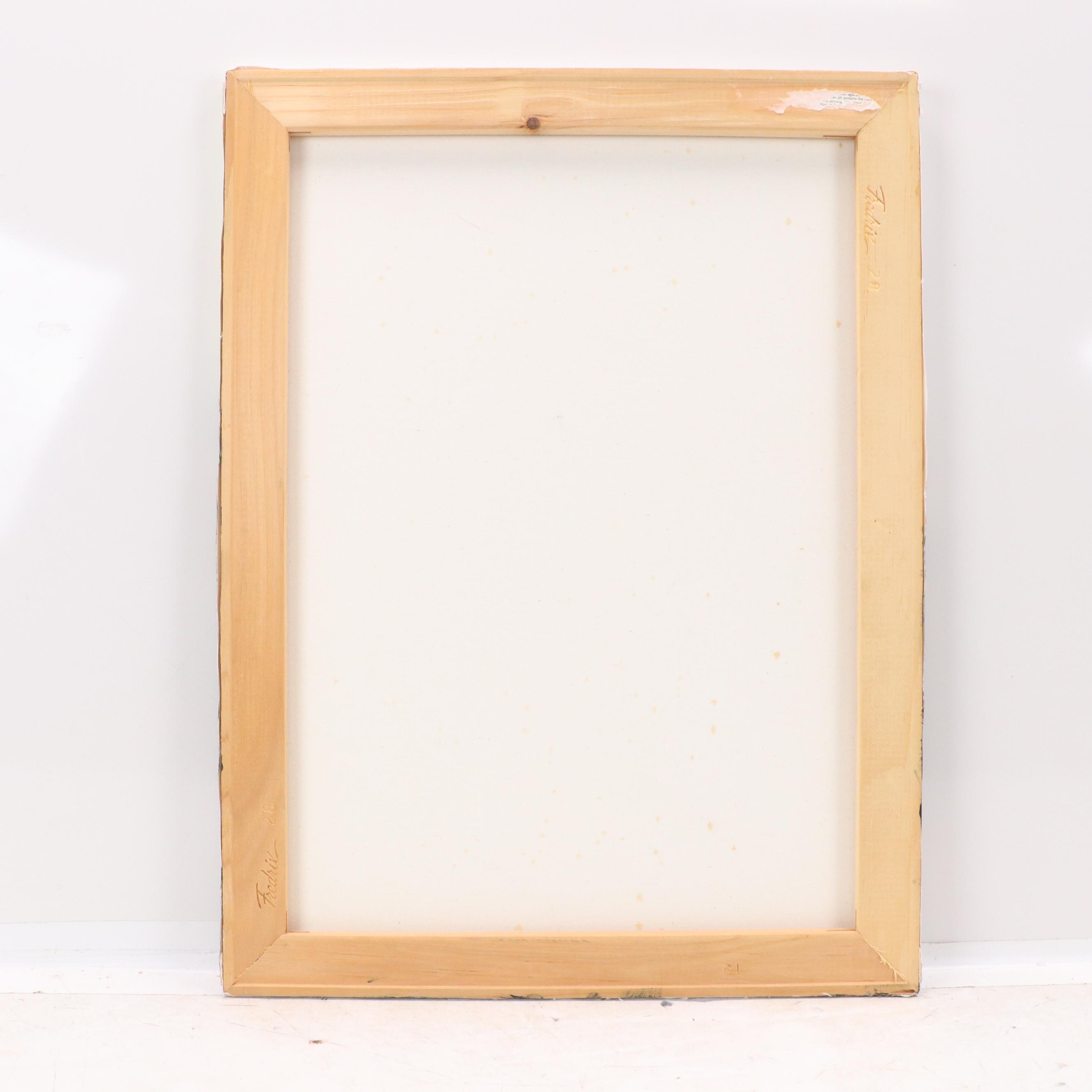 Rural Landscape Acrylic Painting with River and Distant Farms