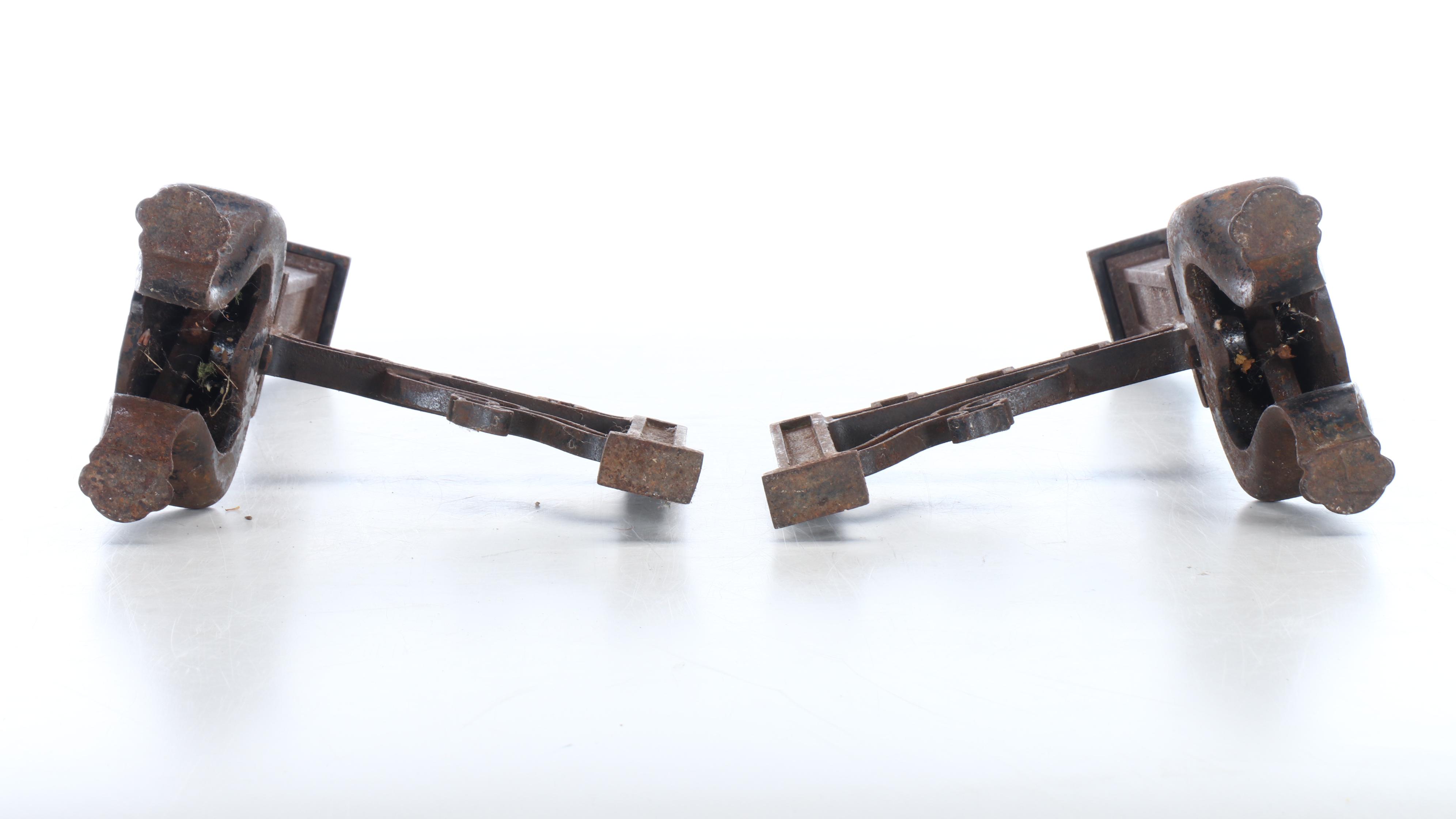 French Gothic Style Painted Cast Iron Andirons