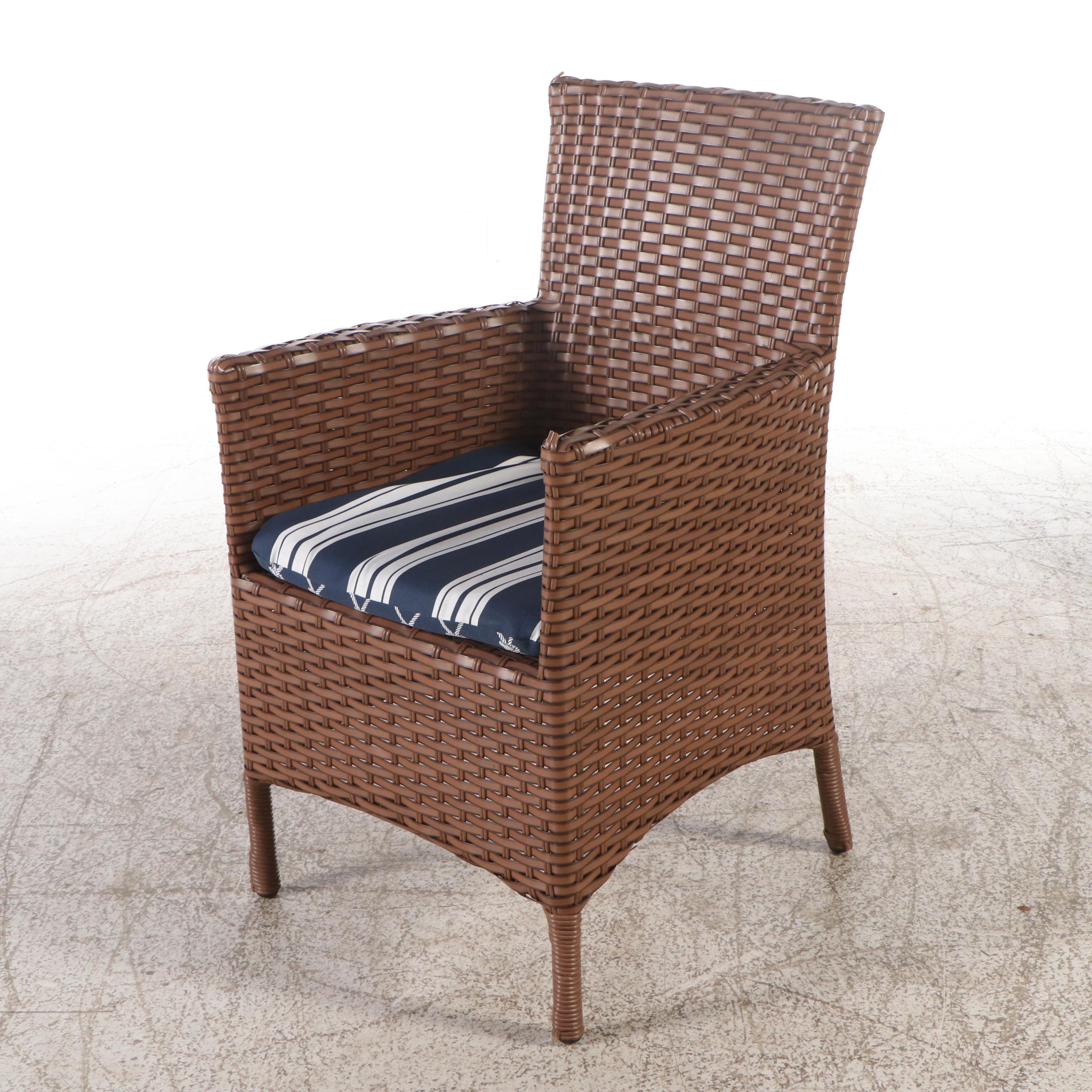 Set of Four Contemporary Resin Wicker Patio Armchairs