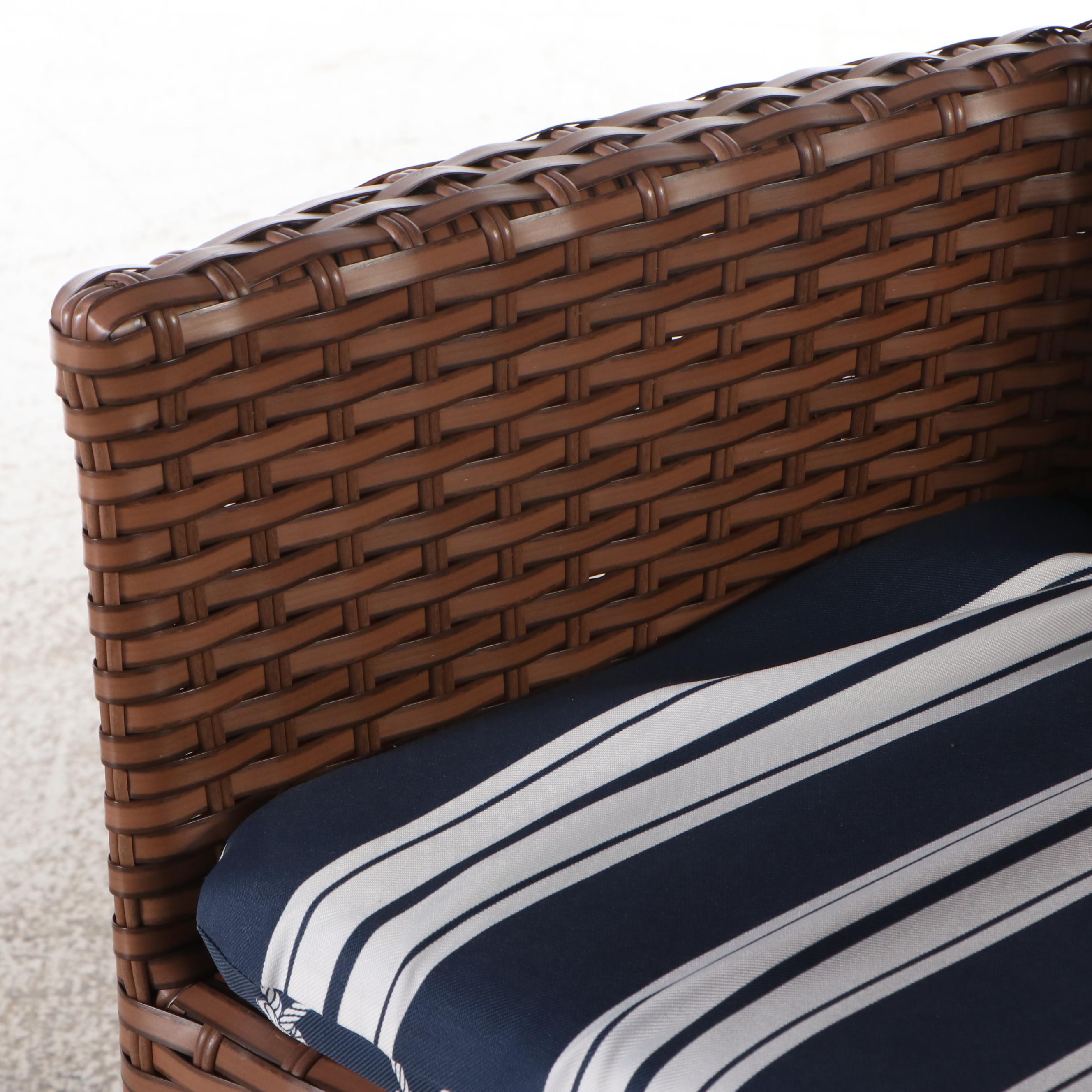 Set of Four Contemporary Resin Wicker Patio Armchairs