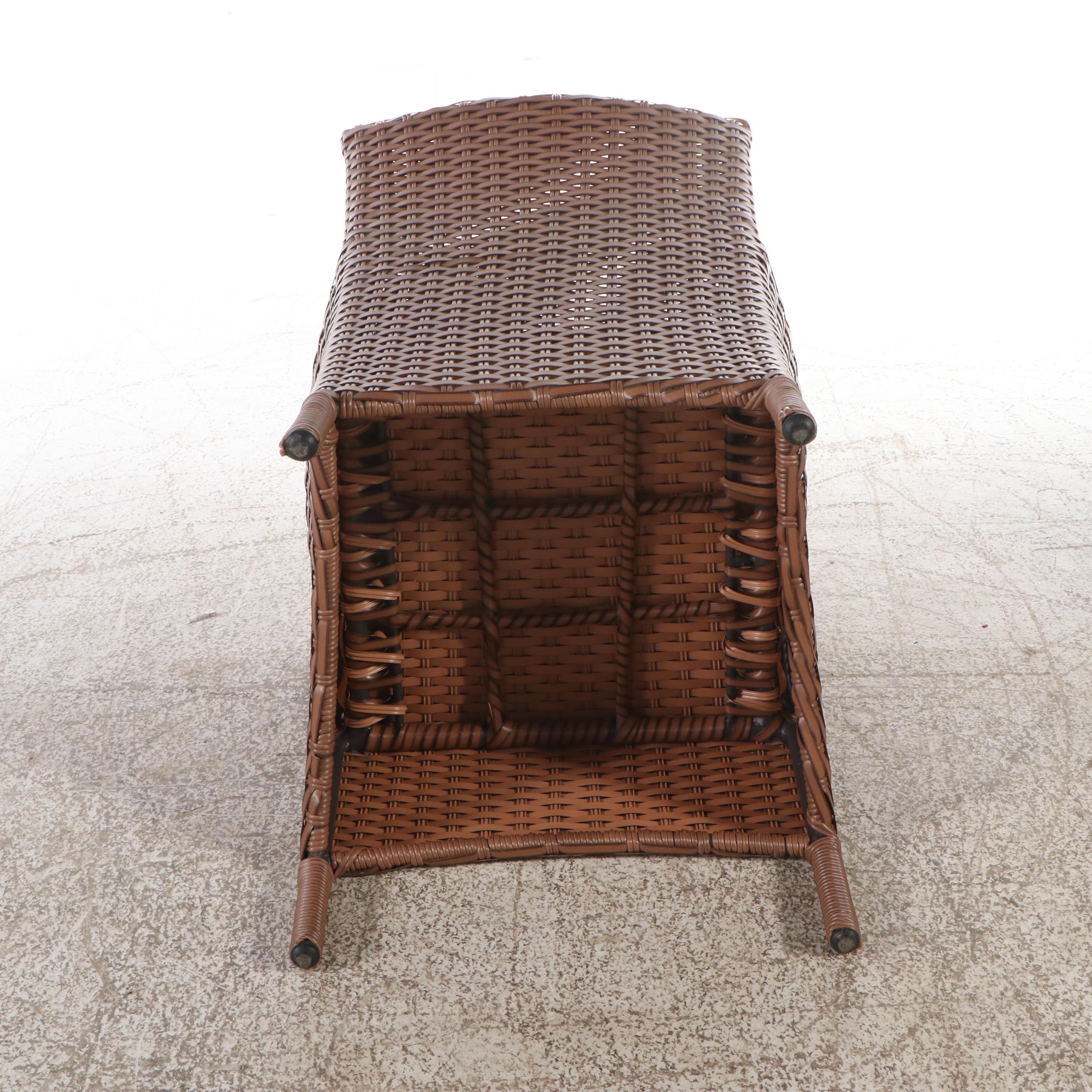 Set of Four Contemporary Resin Wicker Patio Armchairs