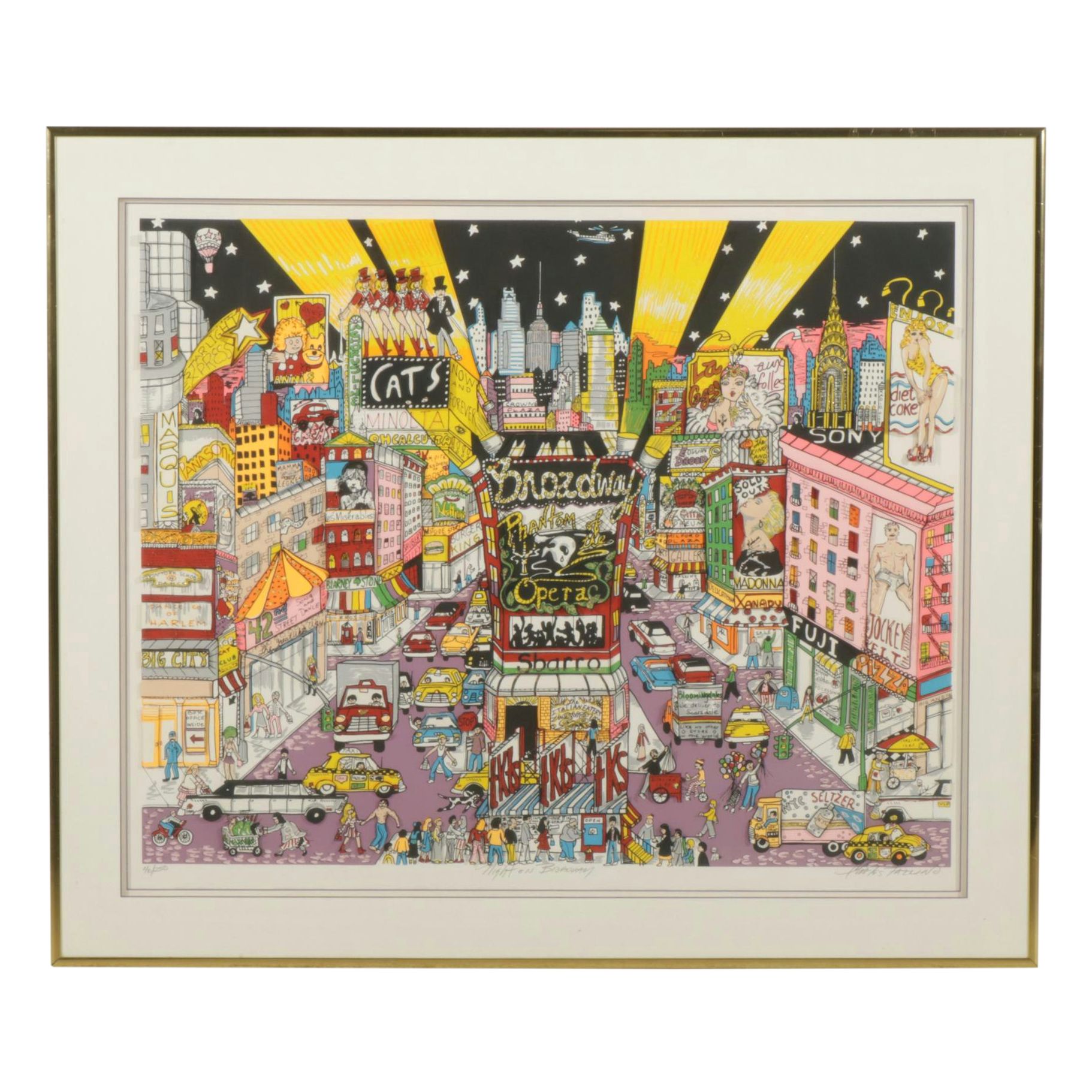 Charles Fazzino Dimensional Serigraph "Night on Broadway," Late 20th Century