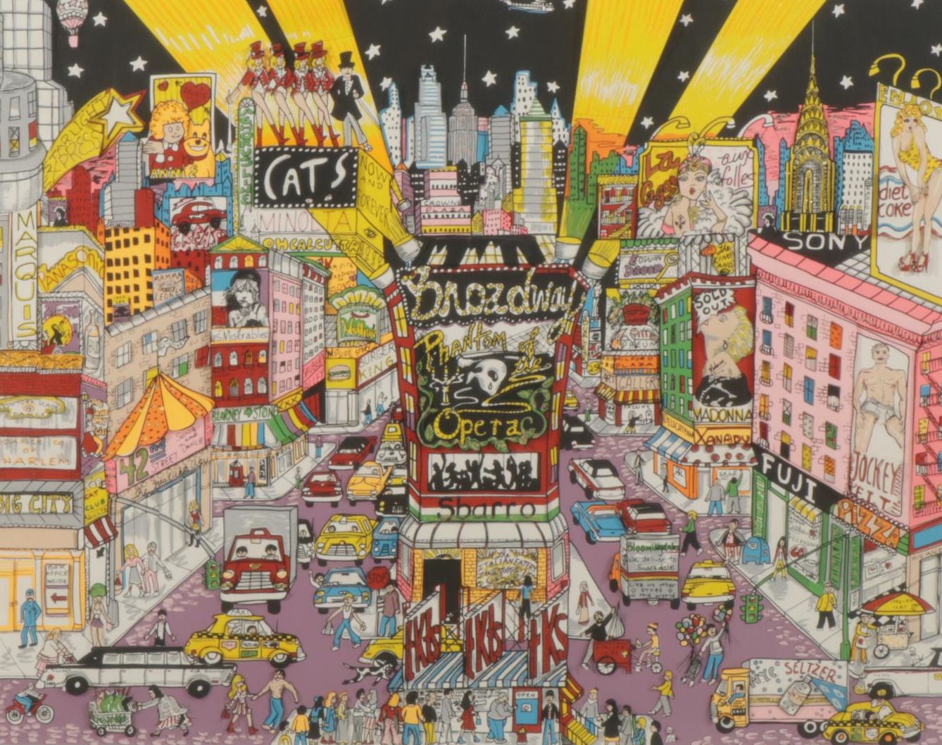 Charles Fazzino Dimensional Serigraph "Night on Broadway," Late 20th Century