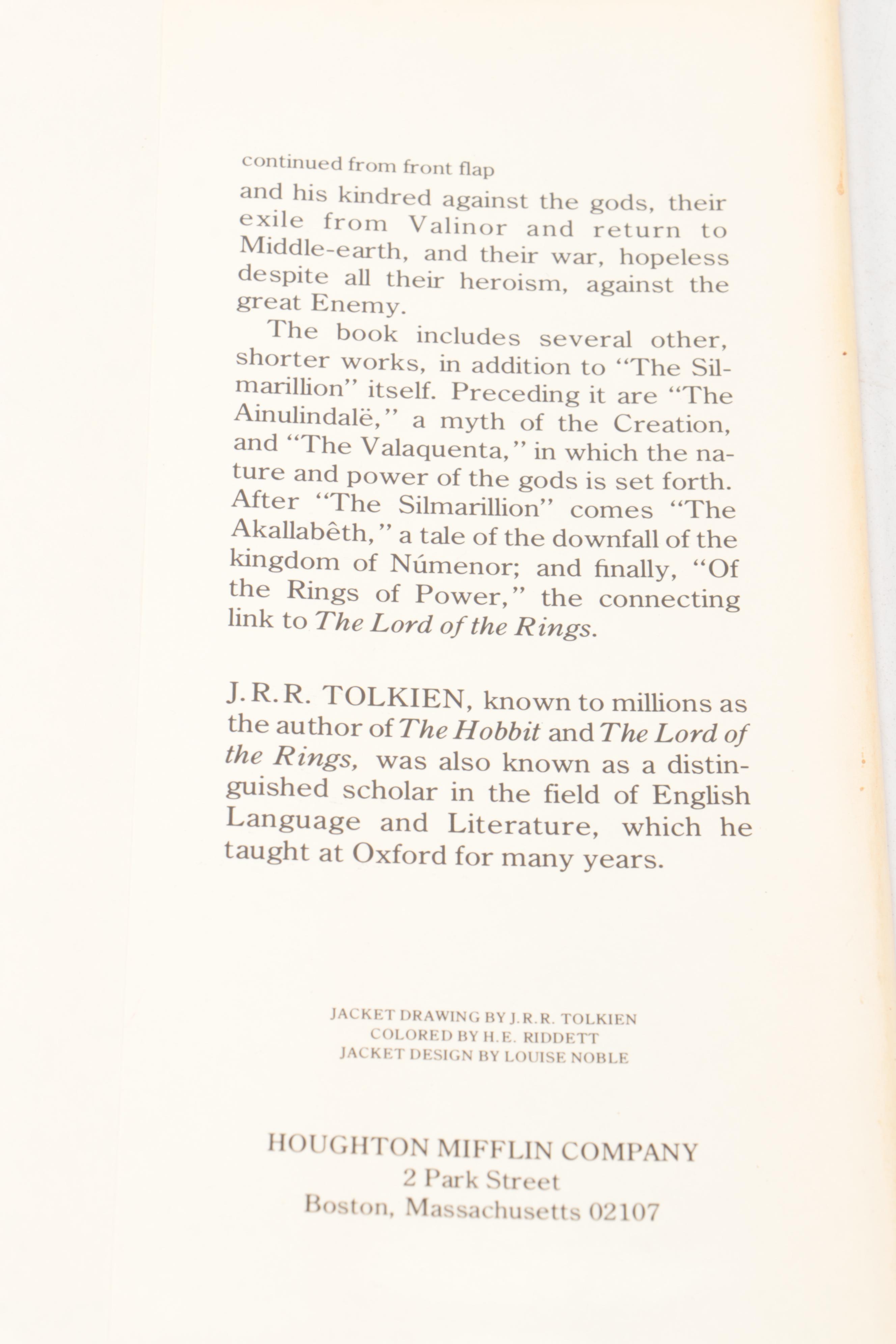 First American Printing "The Silmarillion" by J. R. R. Tolkien with Map, 1977