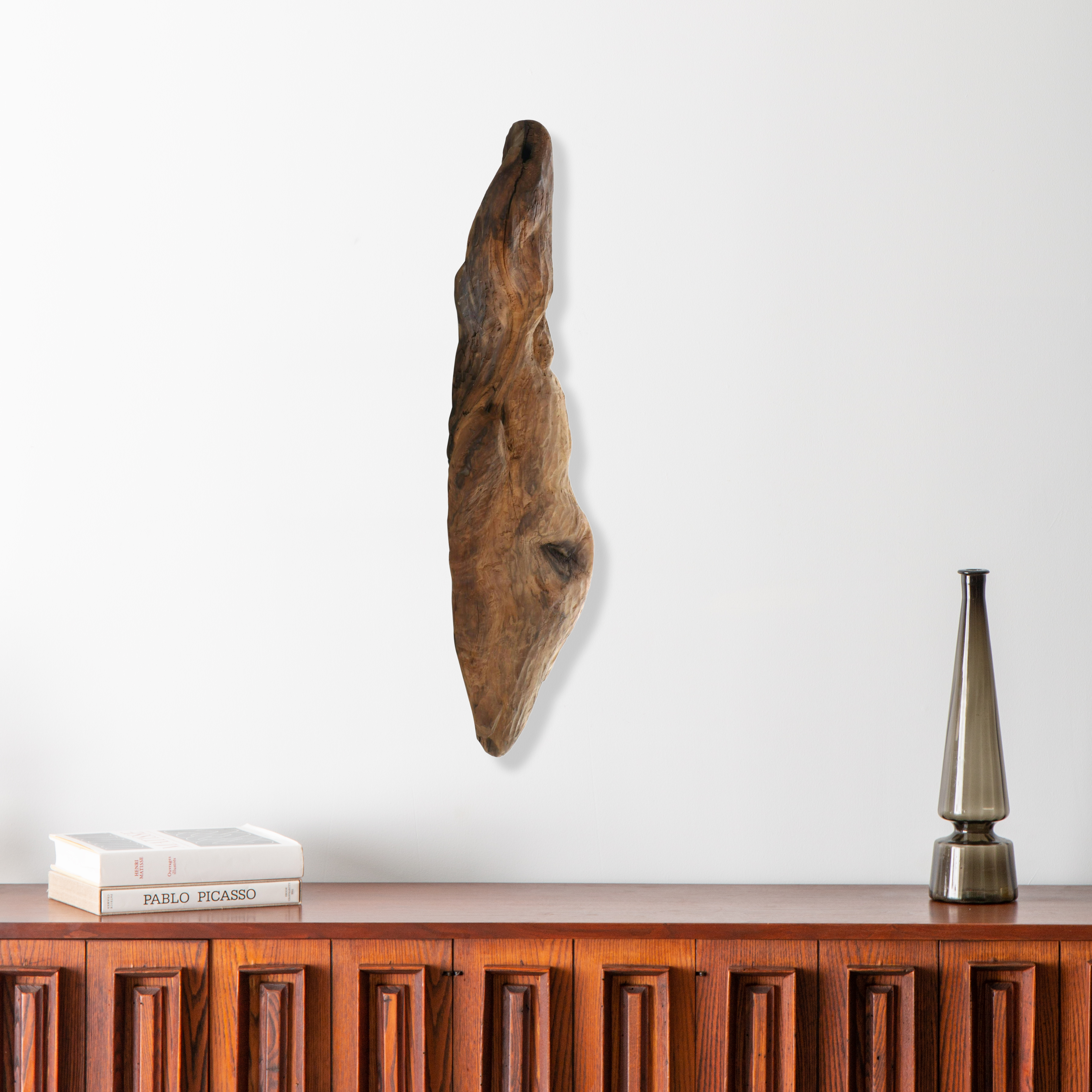 Large Biomorphic Hand-Carved Wood Sculpture for Wall