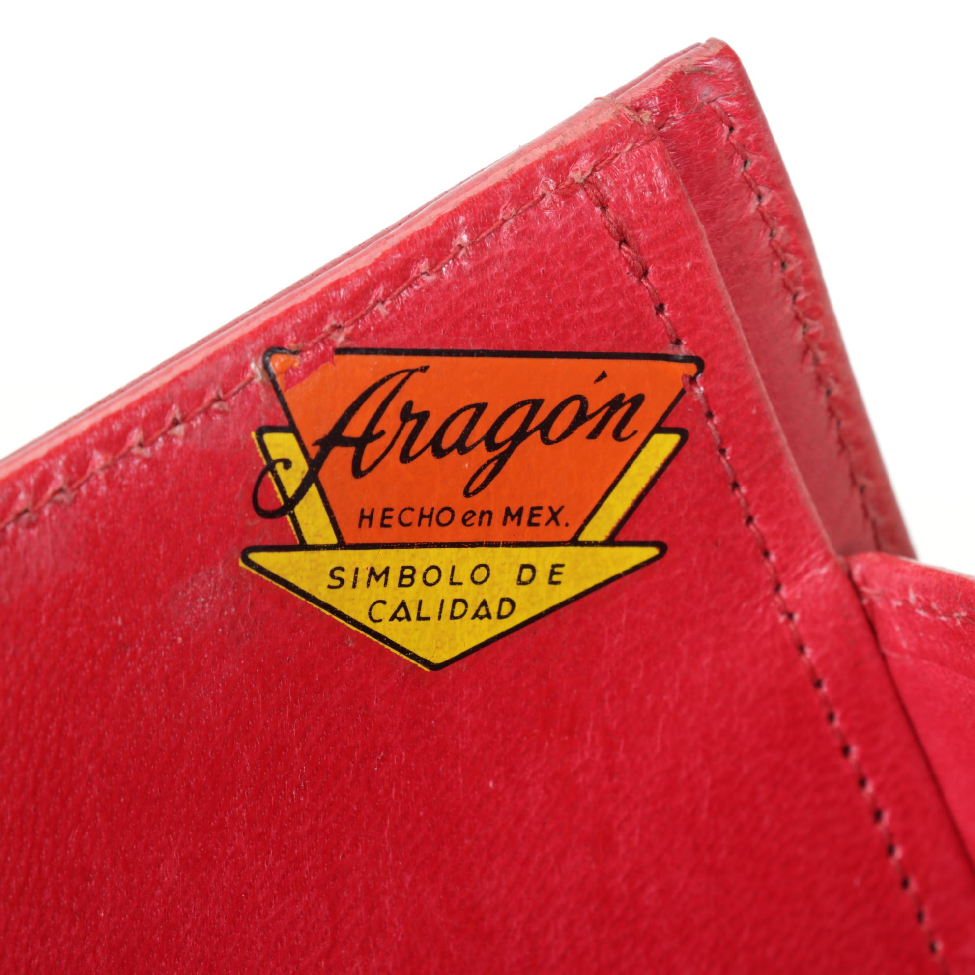 Aragon Hand-Tooled Red Leather Box Purse, Mid-Late 20th C.