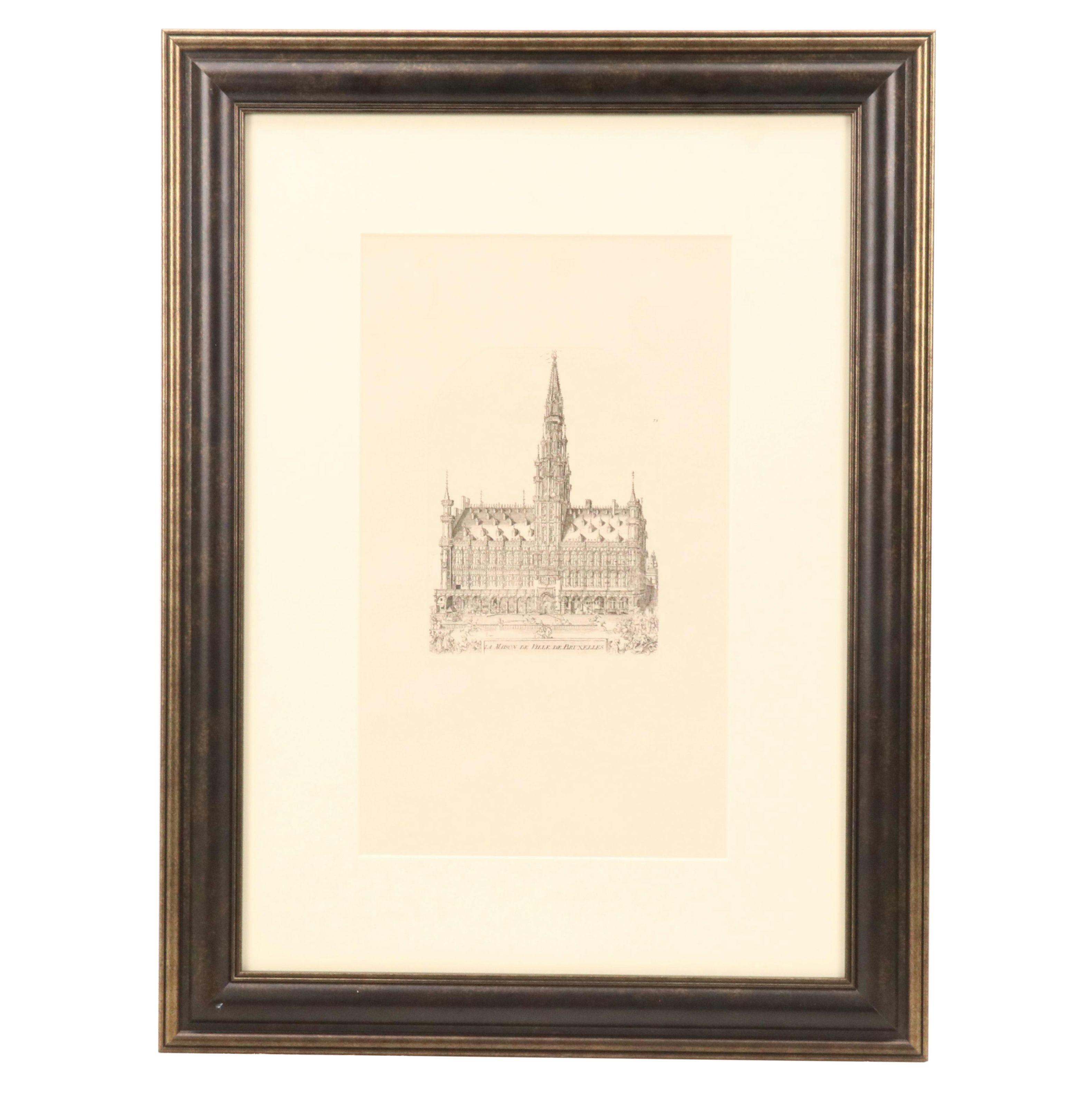 Architectural Engraving "La Maison de Ville de Bruxelles"