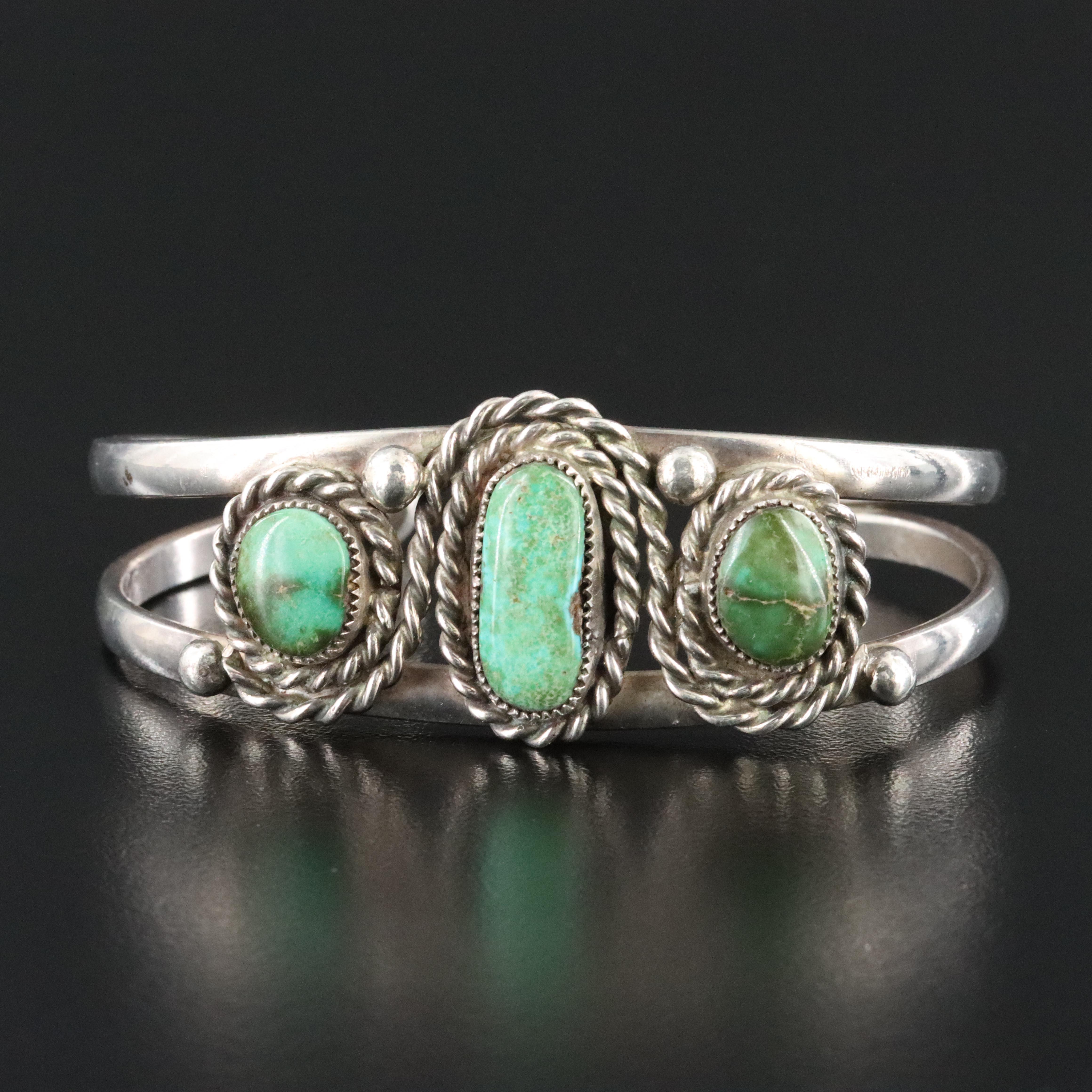 Southwestern Sterling Turquoise Cuff Bracelet