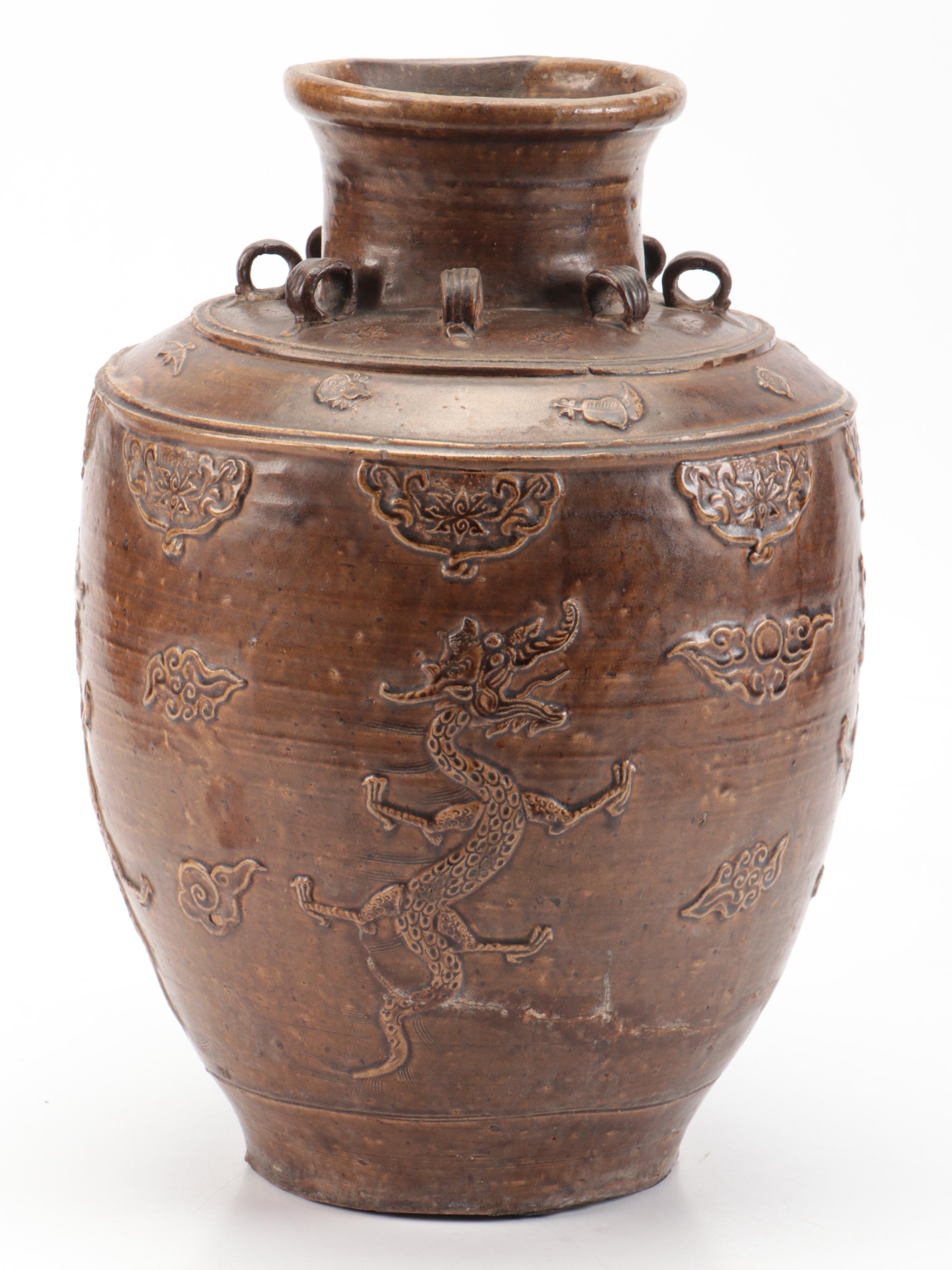 Chinese Dragon Martaban Jar