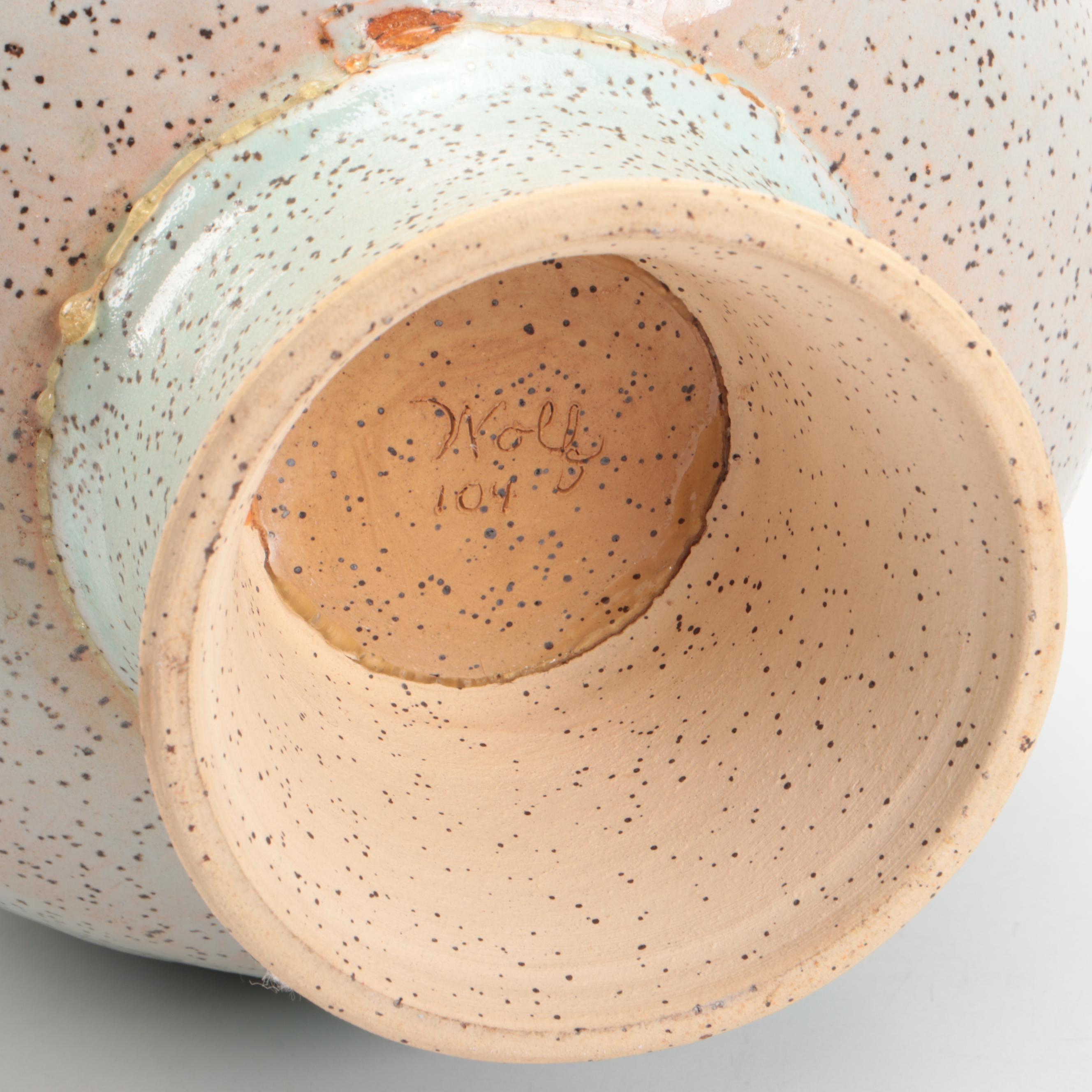 Wolf Speckled Green Glazed Art Pottery Vase