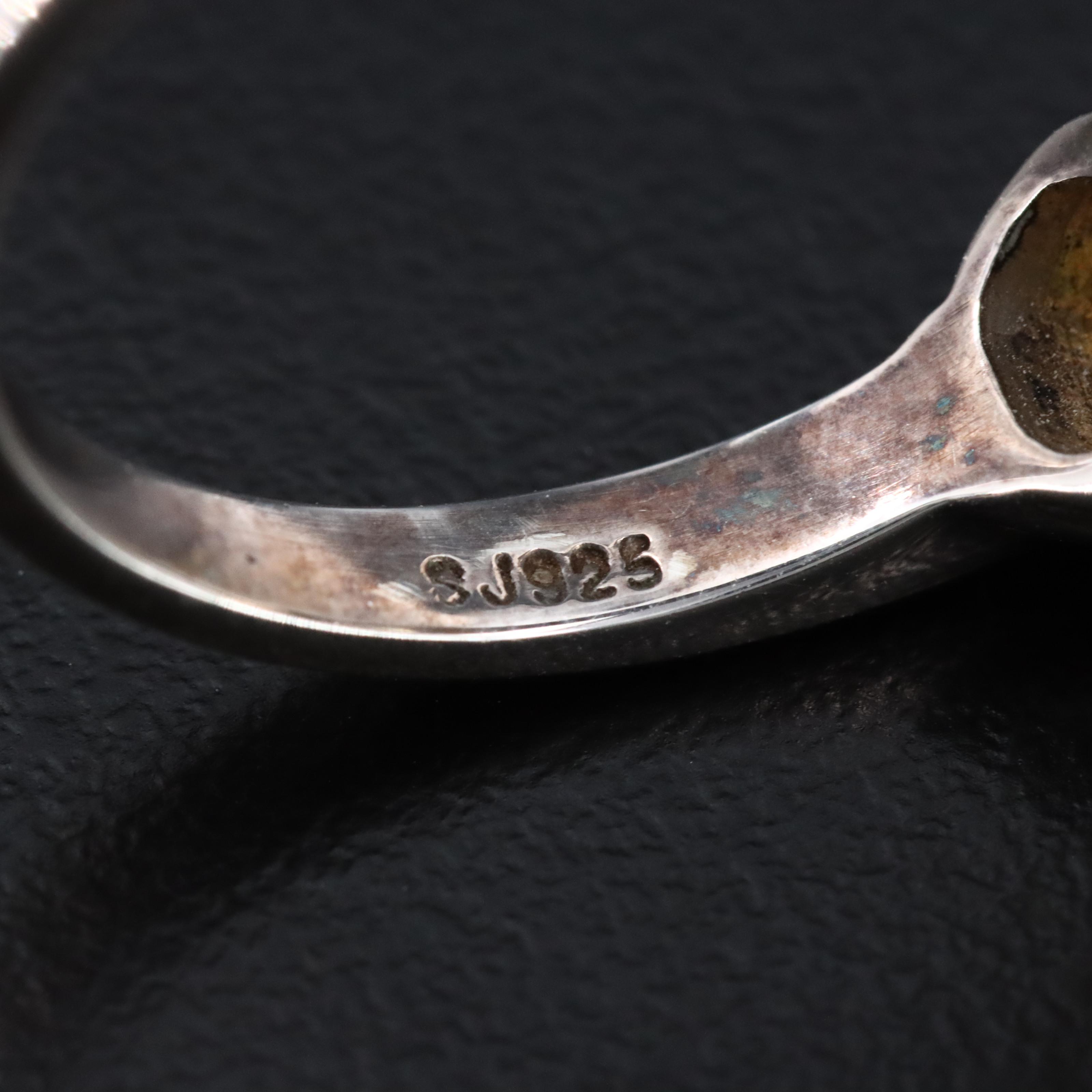 Sterling Opal Three Stone Ring