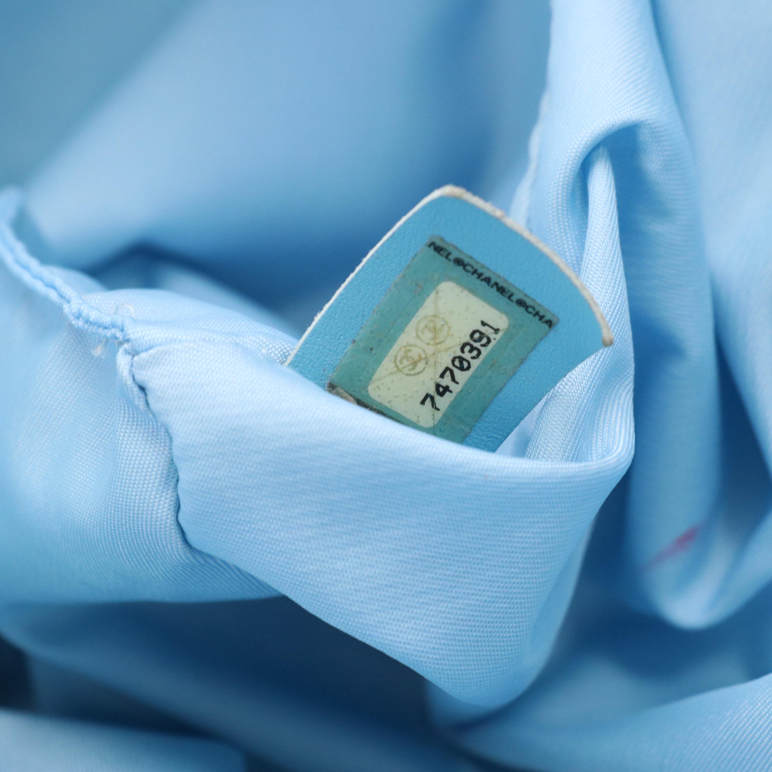 Chanel Travel Ligne Tote in Blue Nylon Jacquard CC Canvas and Leather